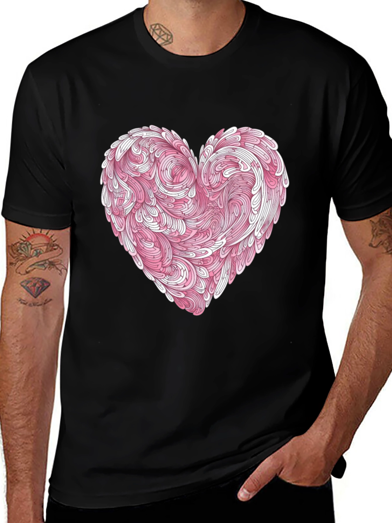 Variant 2 of Abstract Heart Graphic Black T-Shirt