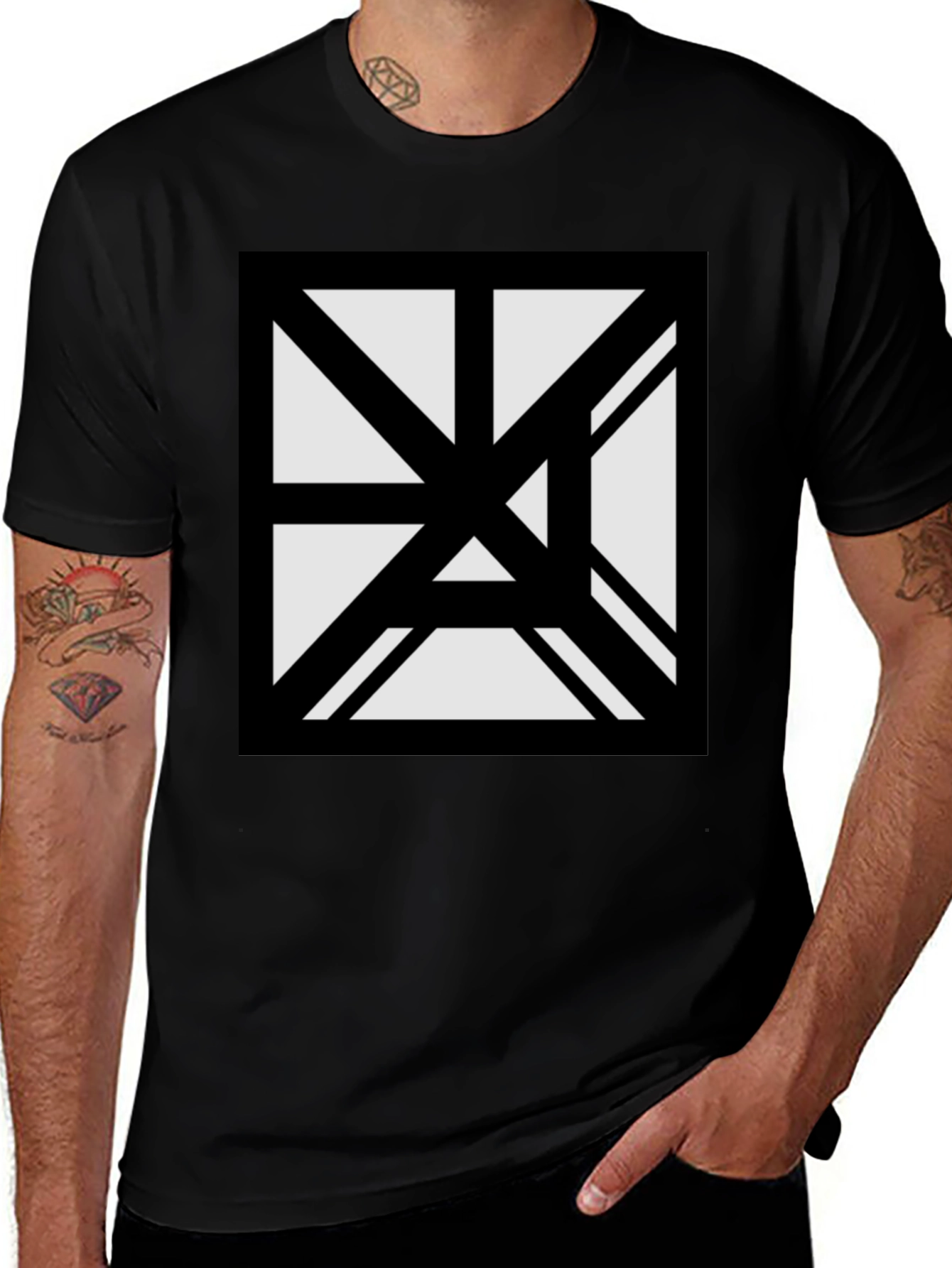 Variant 2 of Abstract Geometric Graphic Black T-Shirt