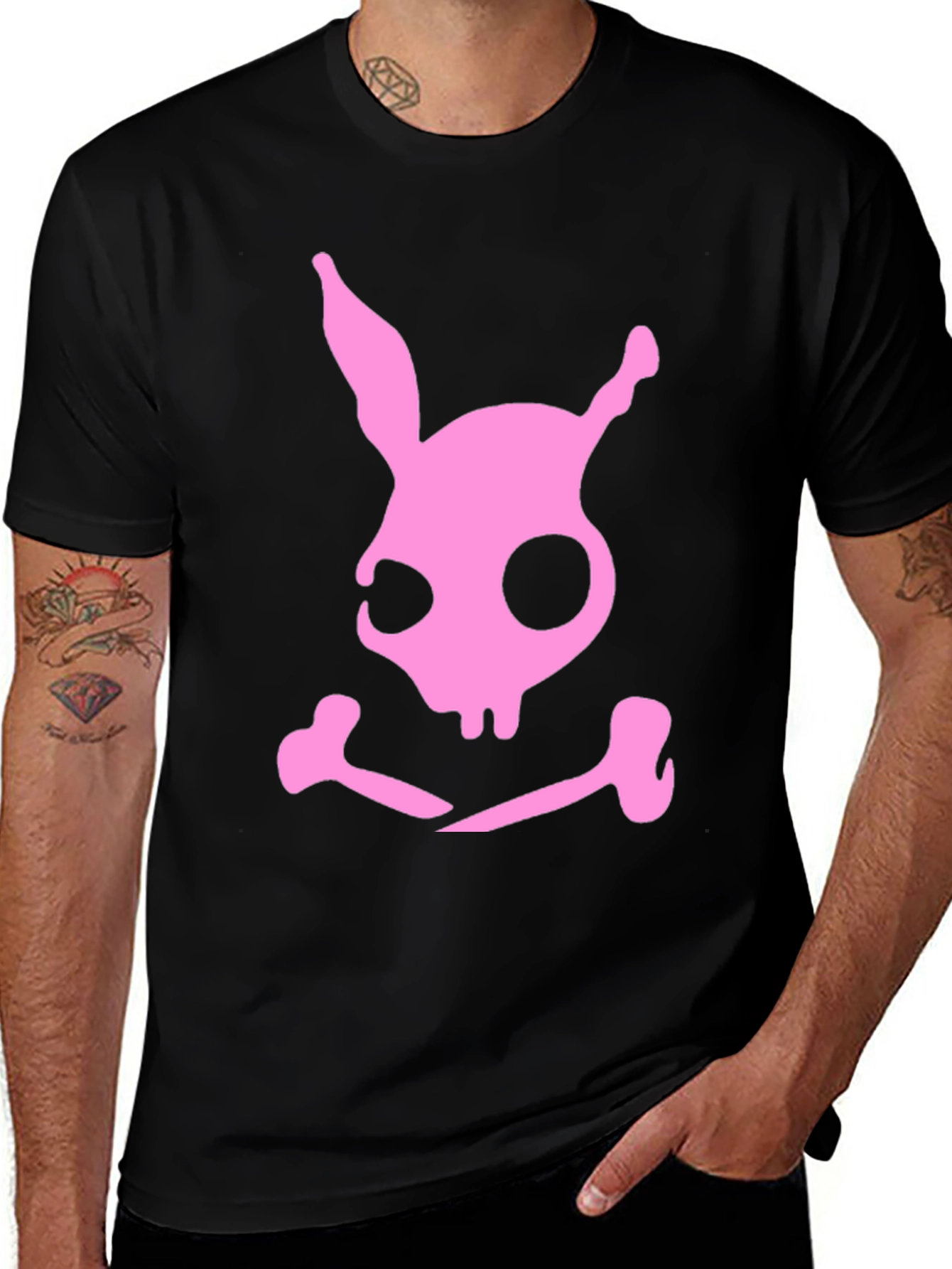 Skull Bunny Graphic T-Shirt - Black