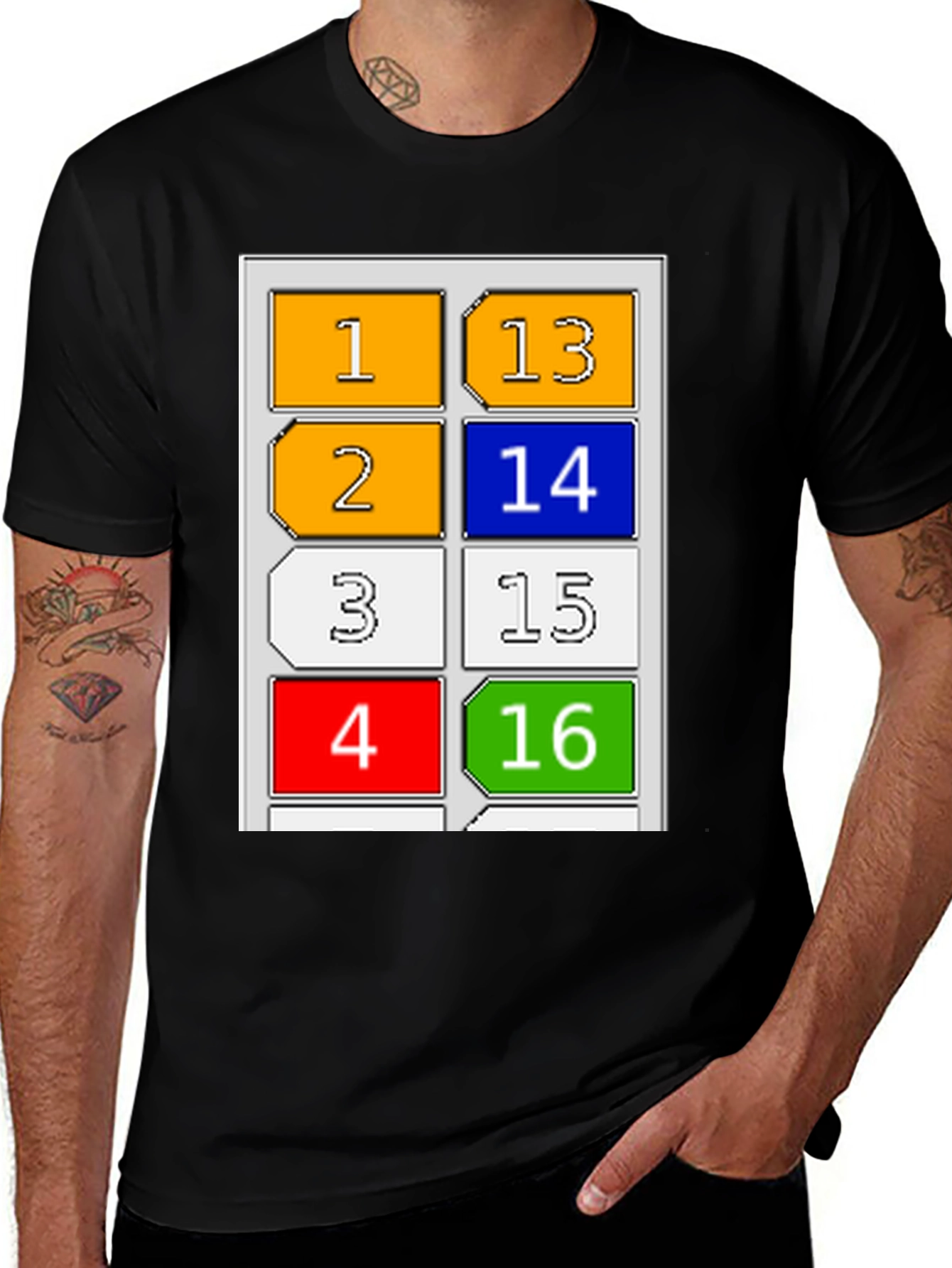 Variant 25 of Number Grid T-Shirt - Novelty Graphic Tee