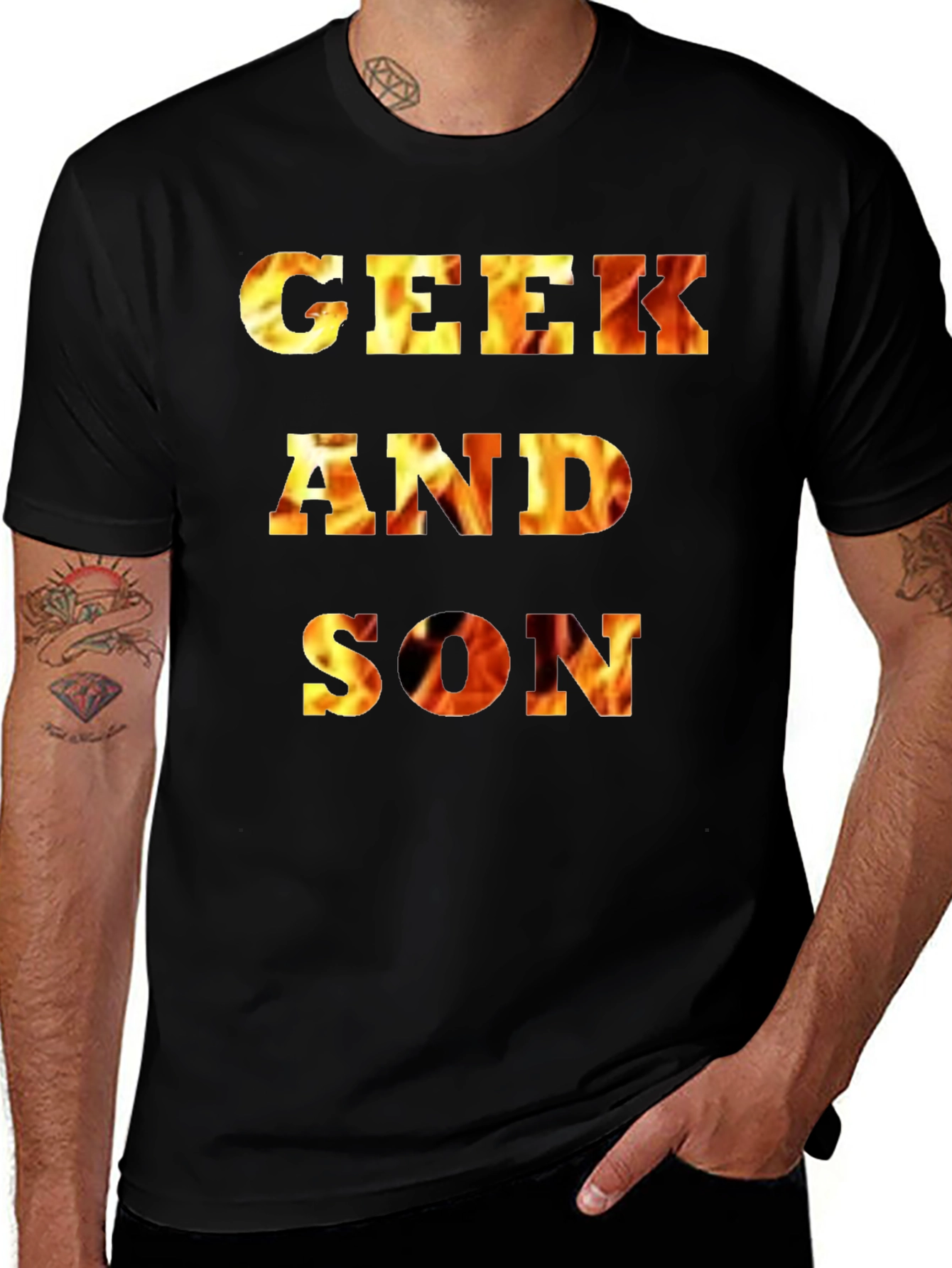 Variant 19 of Geek and Son Flaming Graphic Tee - Black