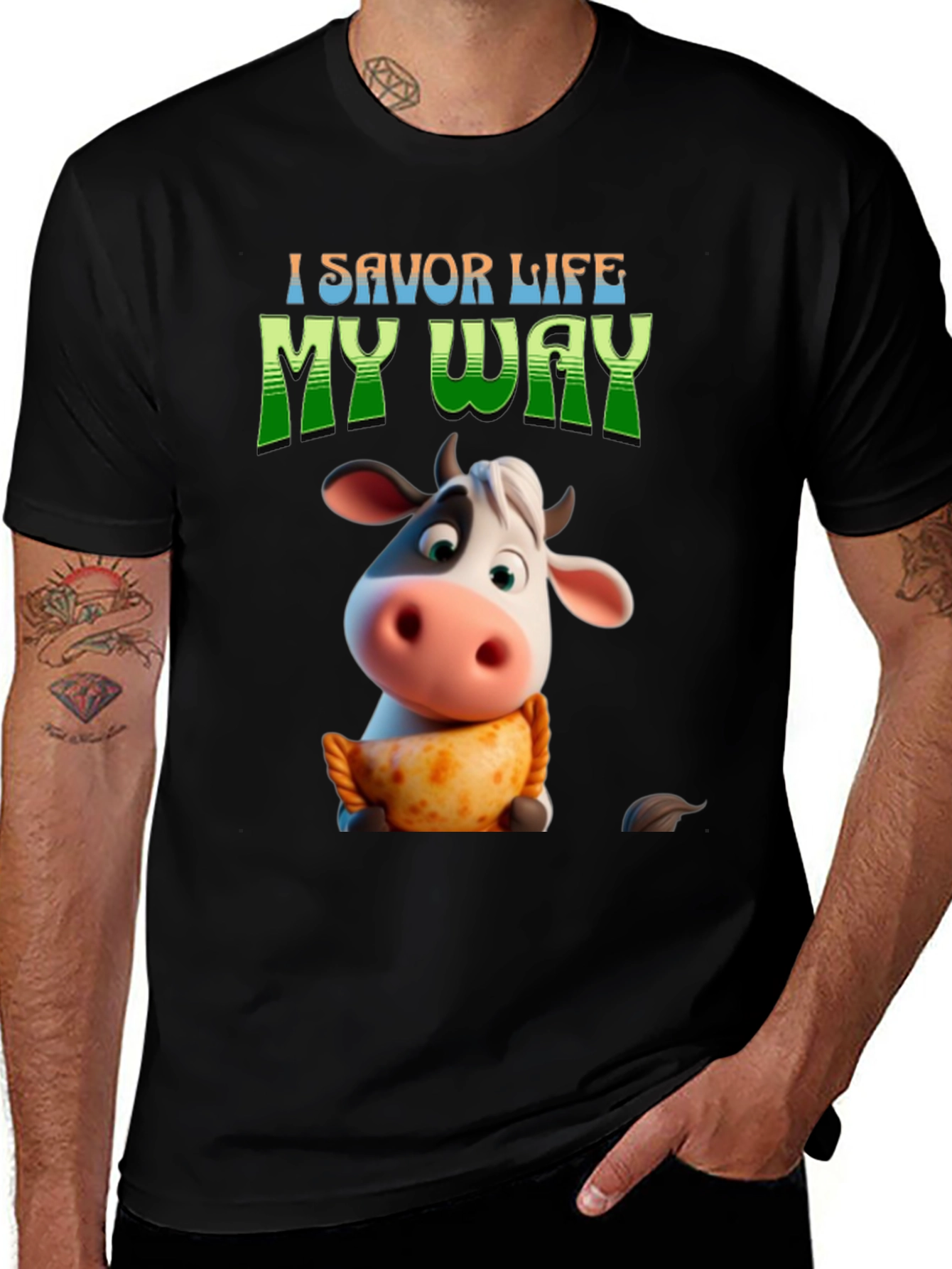 I Savor Life My Way Cow Cartoon T-Shirt
