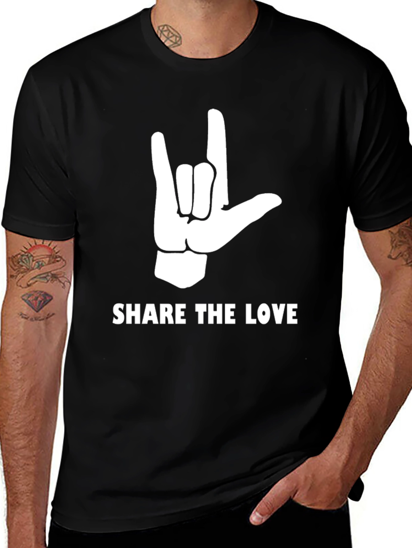 Share the Love ASL T-Shirt - Black Cotton Tee