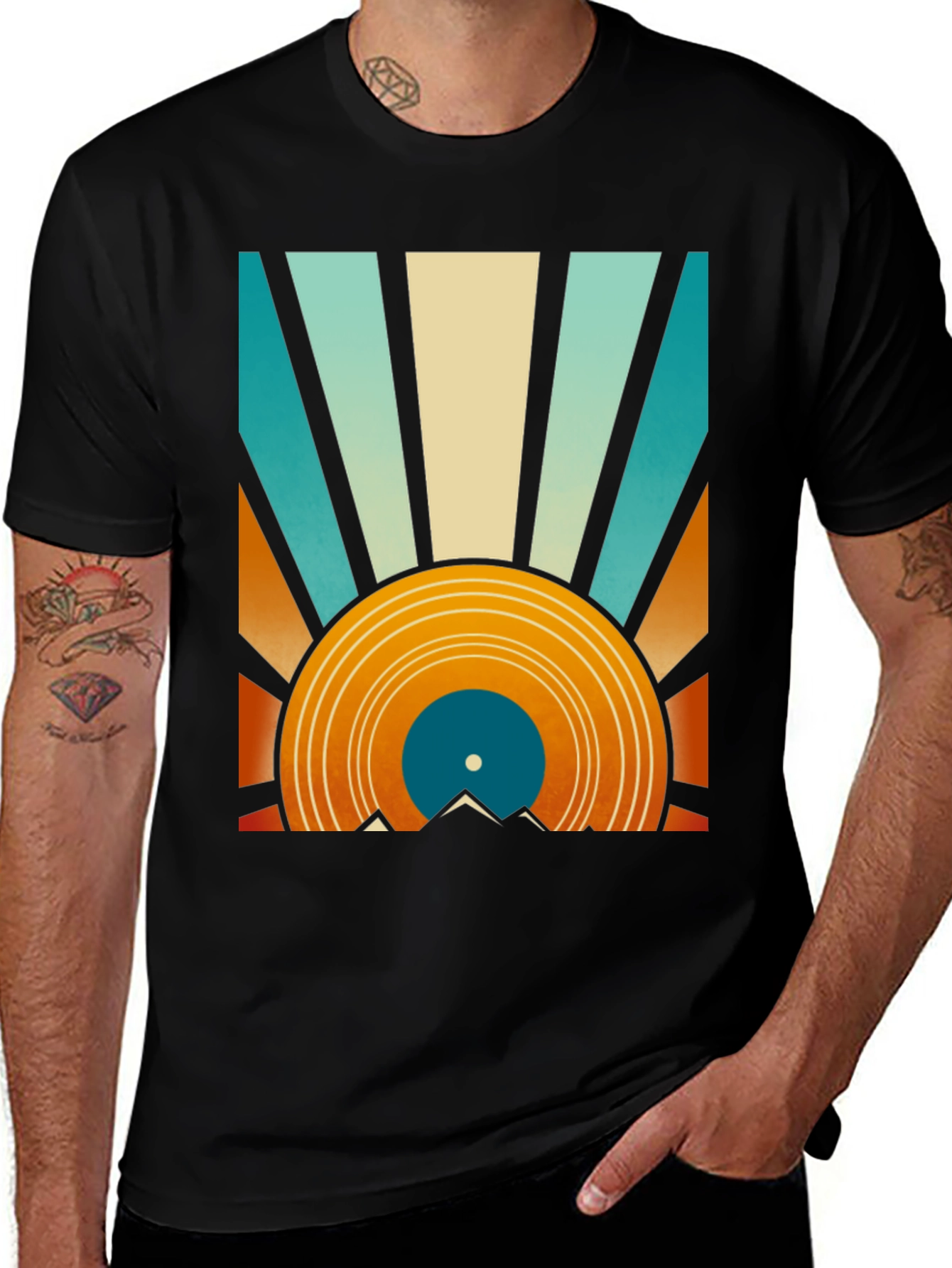 Variant 6 of Retro Vinyl Record Sunset Graphic T-Shirt