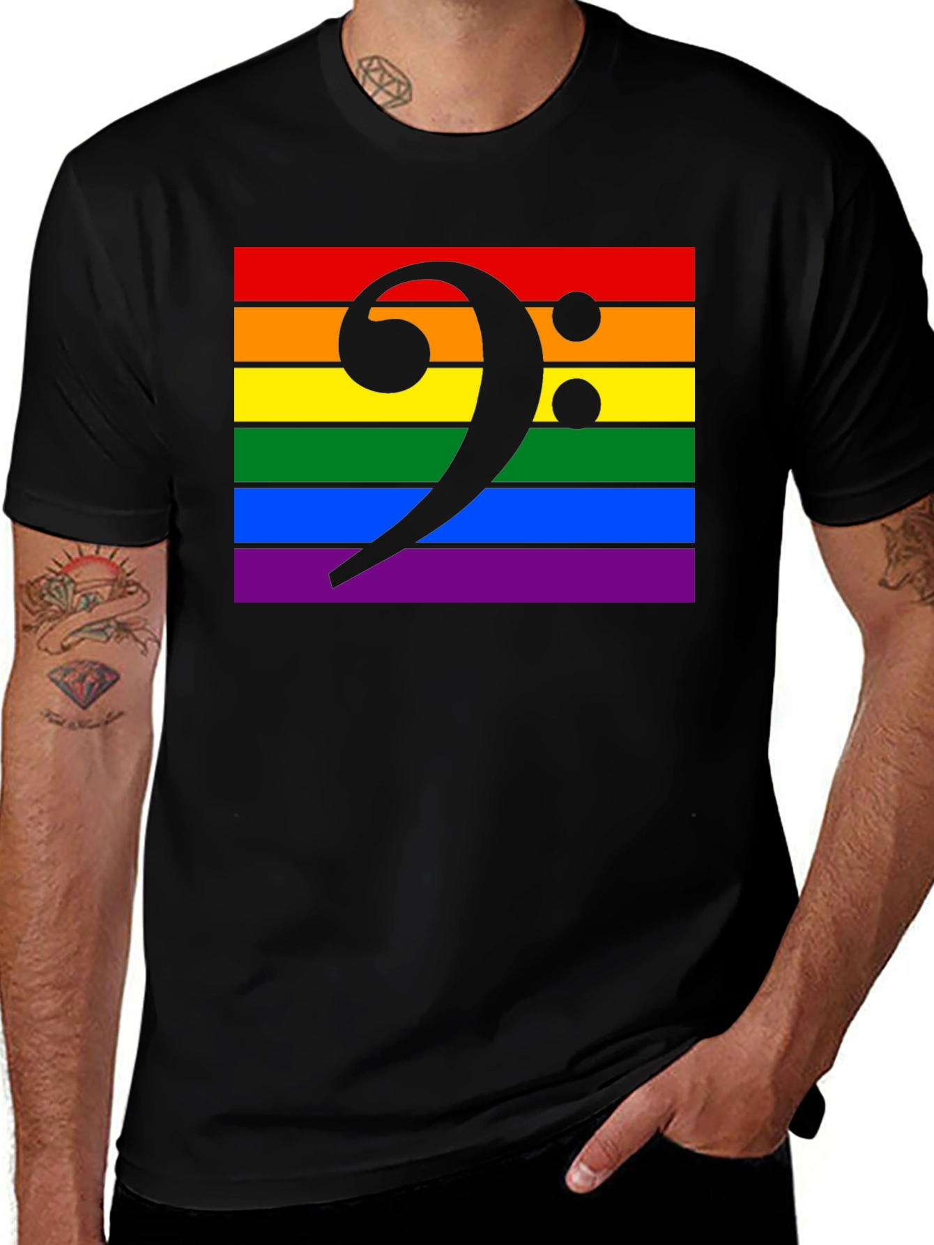 LGBT Pride Bass Clef T-Shirt