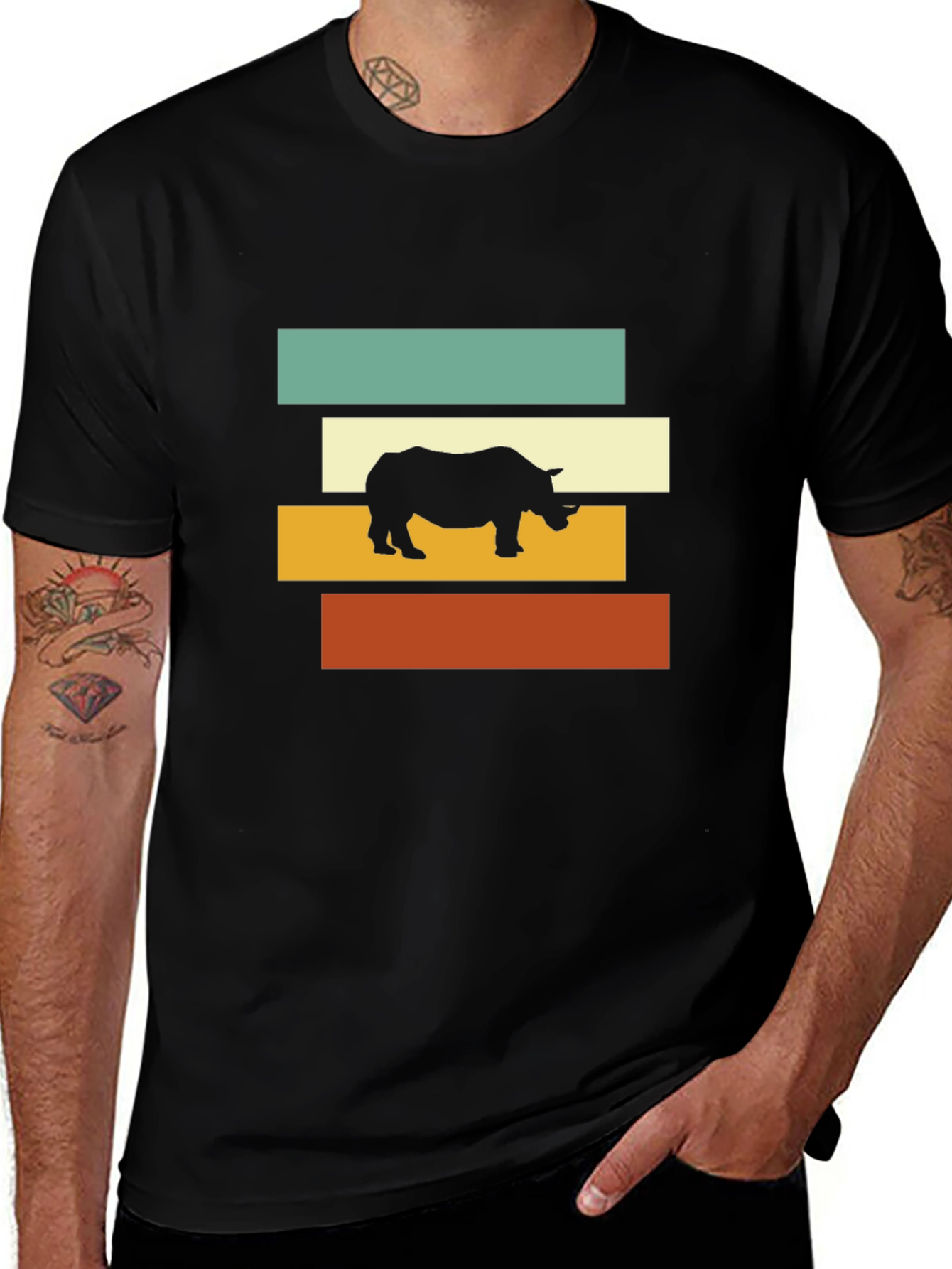 Variant 5 of Retro Rhino Tee - Cool Graphic T-Shirt