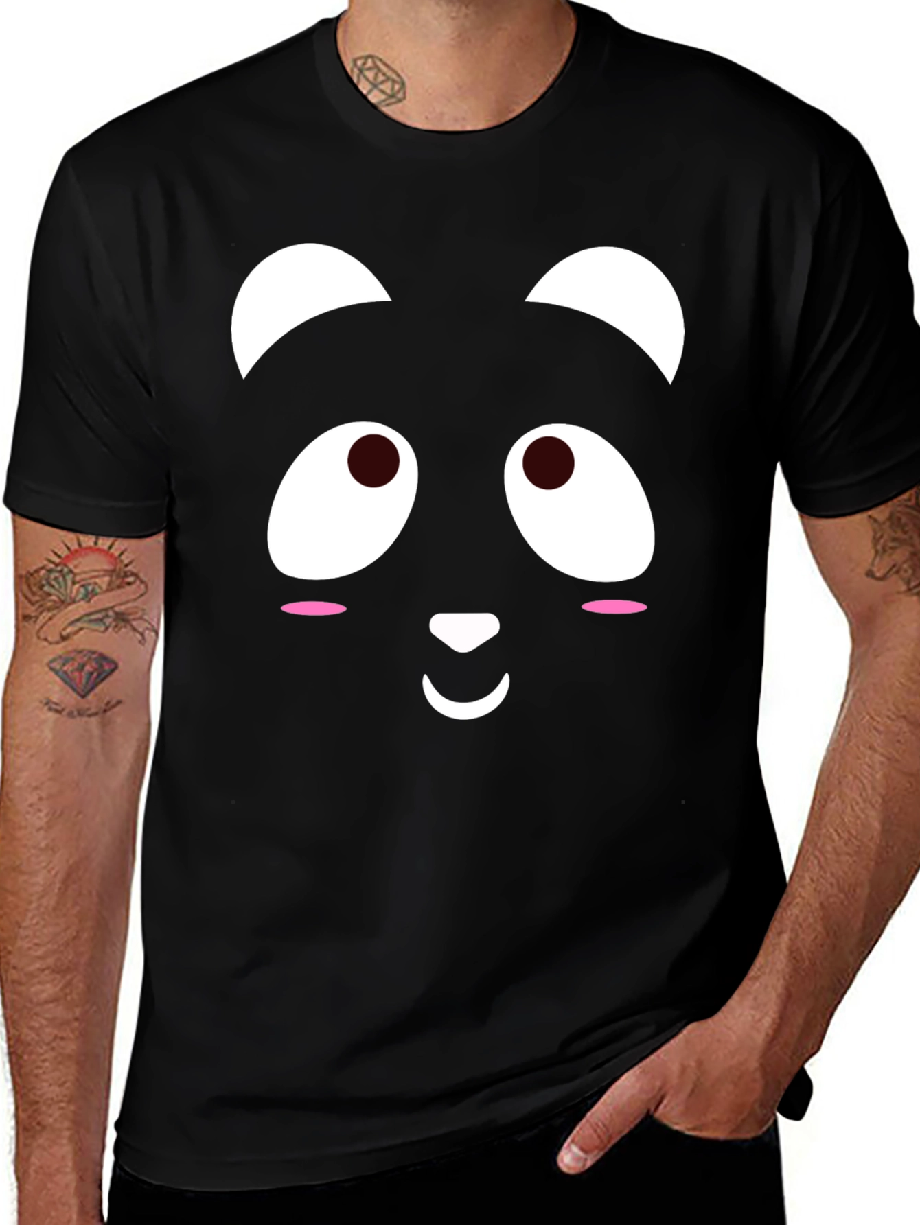 Variant 26 of Cute Panda Face Black T-Shirt