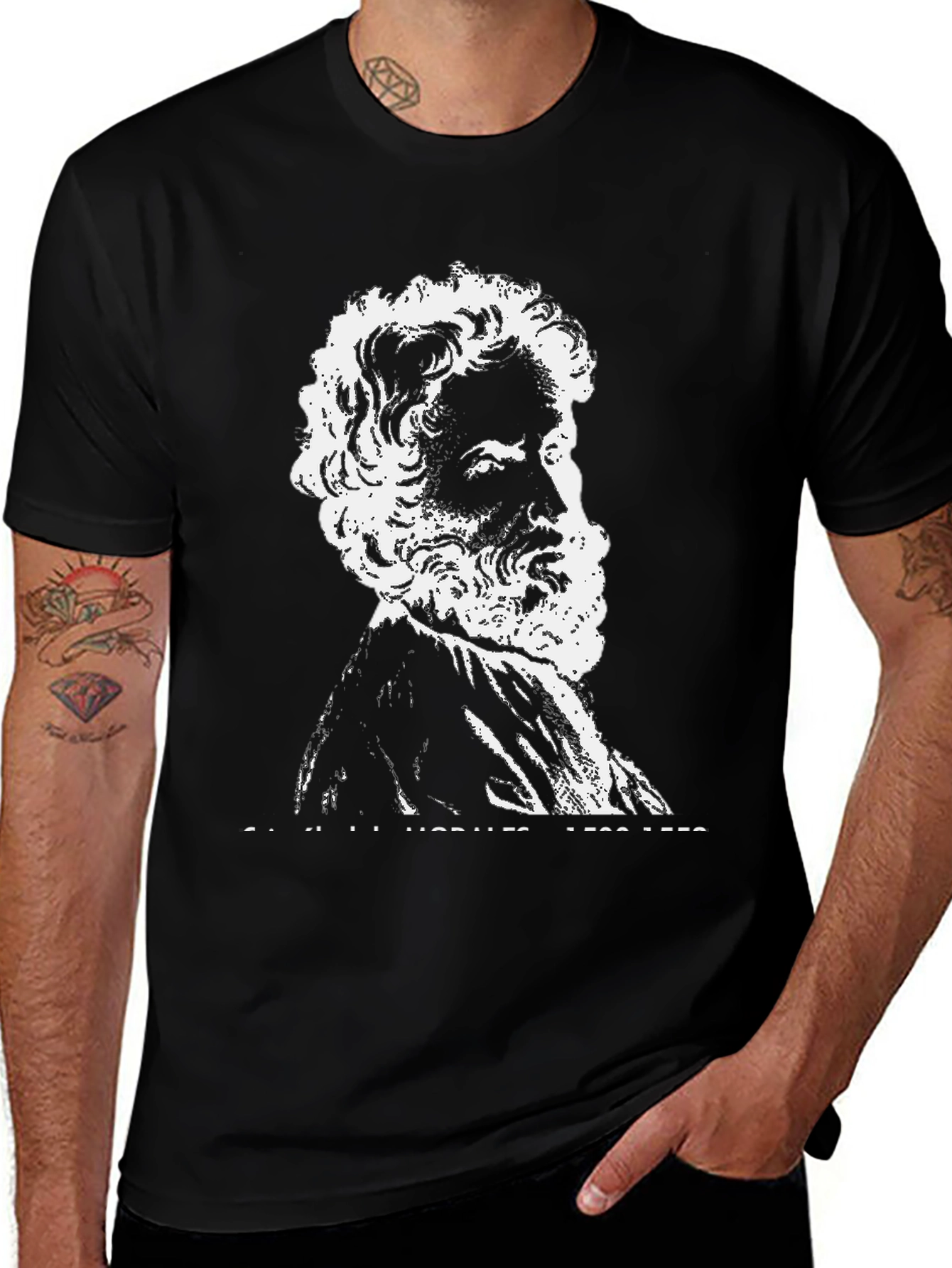 Ancient Philosopher Graphic Tee - Black