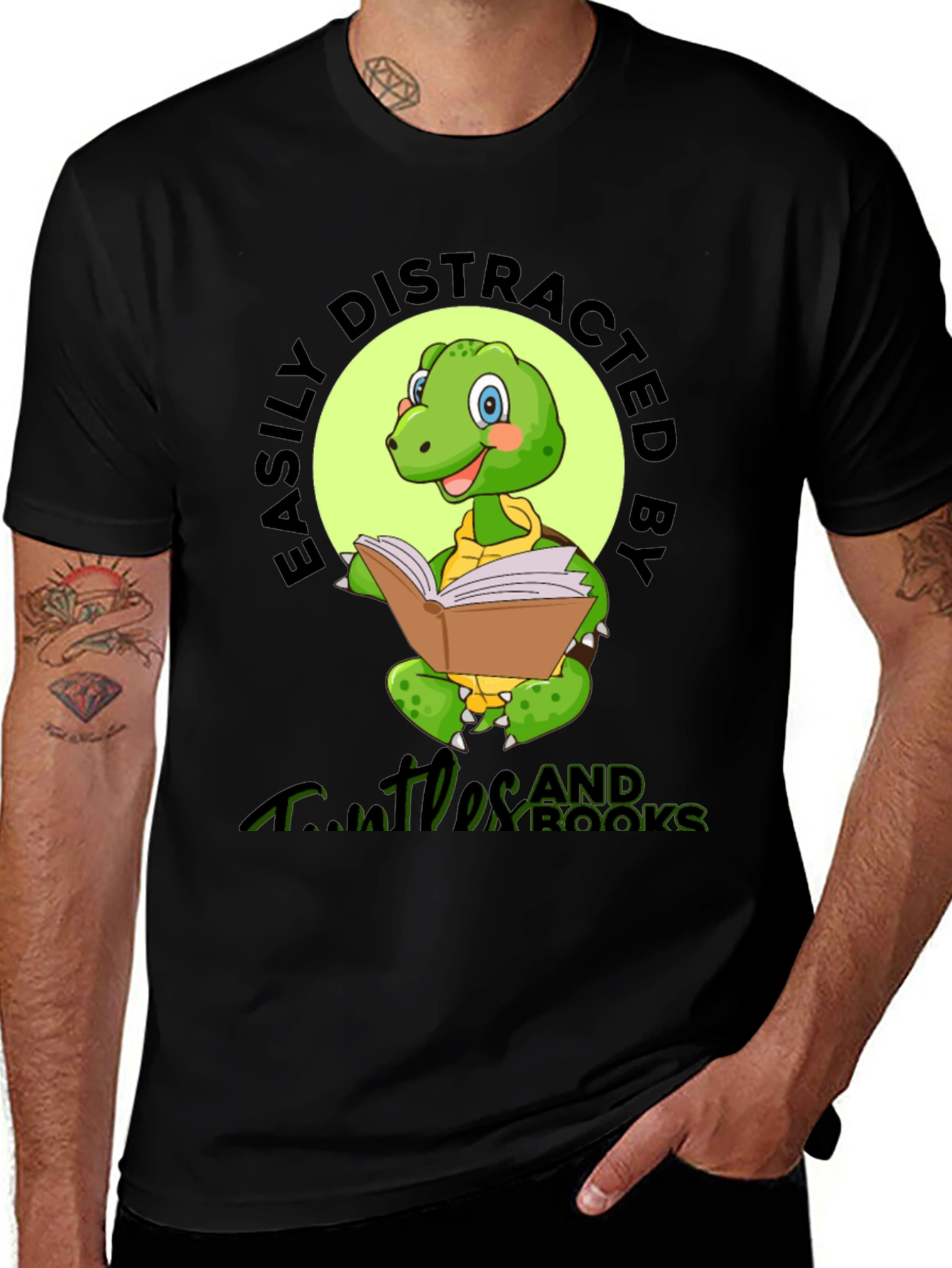 Variant 18 of Easily Distracted by Turtles and Books T-Shirt