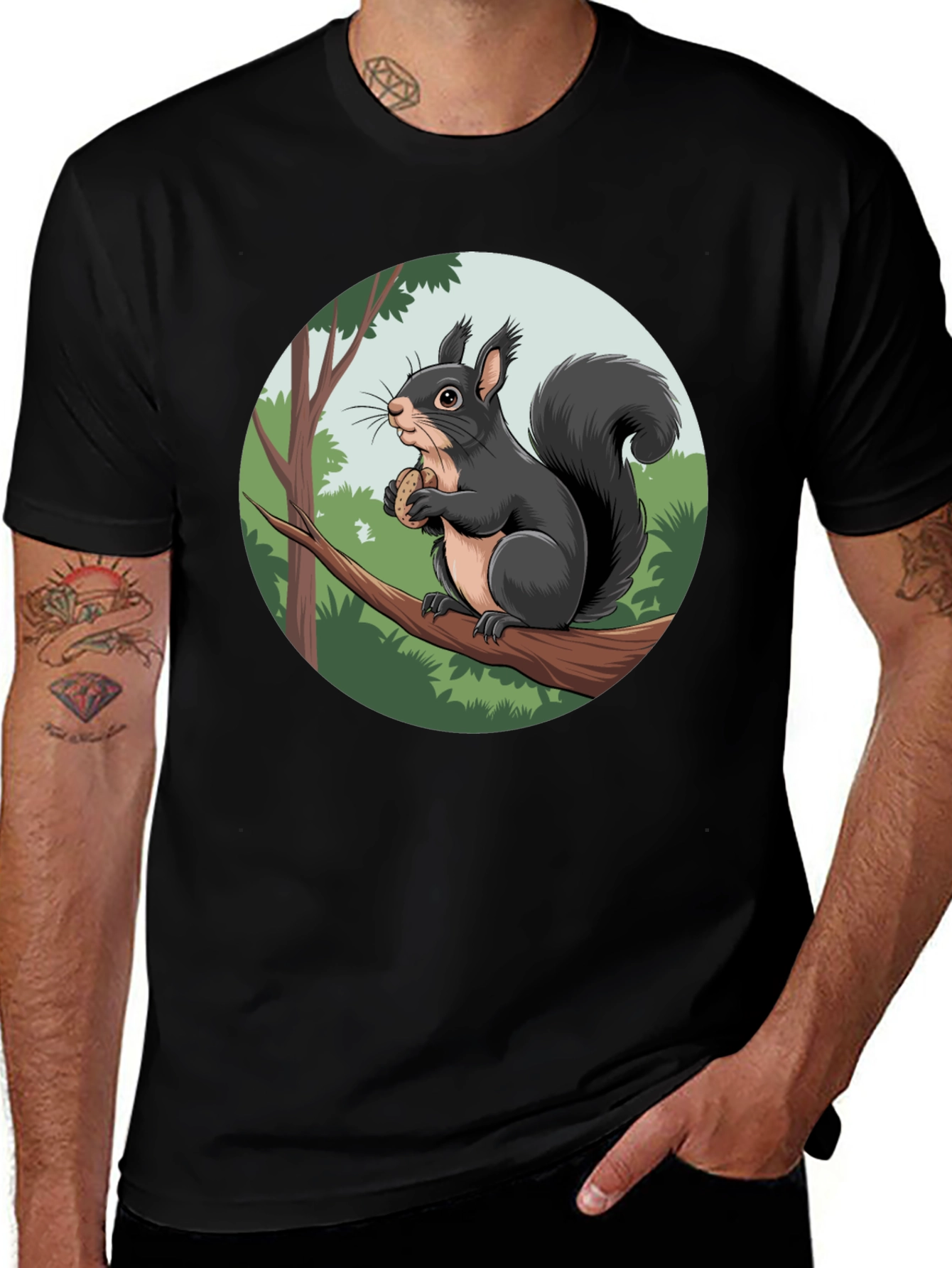 Black Squirrel Graphic Black T-Shirt main image