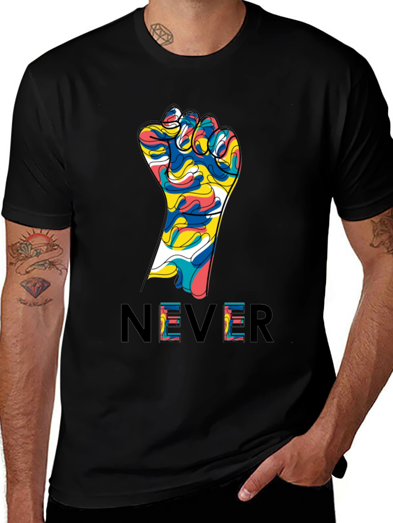 Variant 19 of Never Give Up Fist Graphic Tee