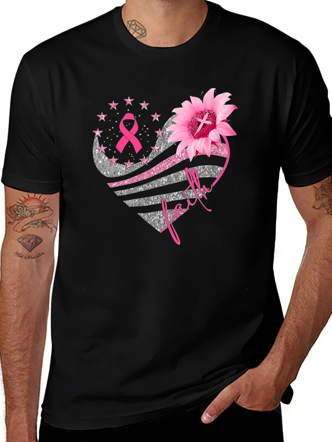 Variant 7 of Breast Cancer Awareness Faith Sunflower T-Shirt