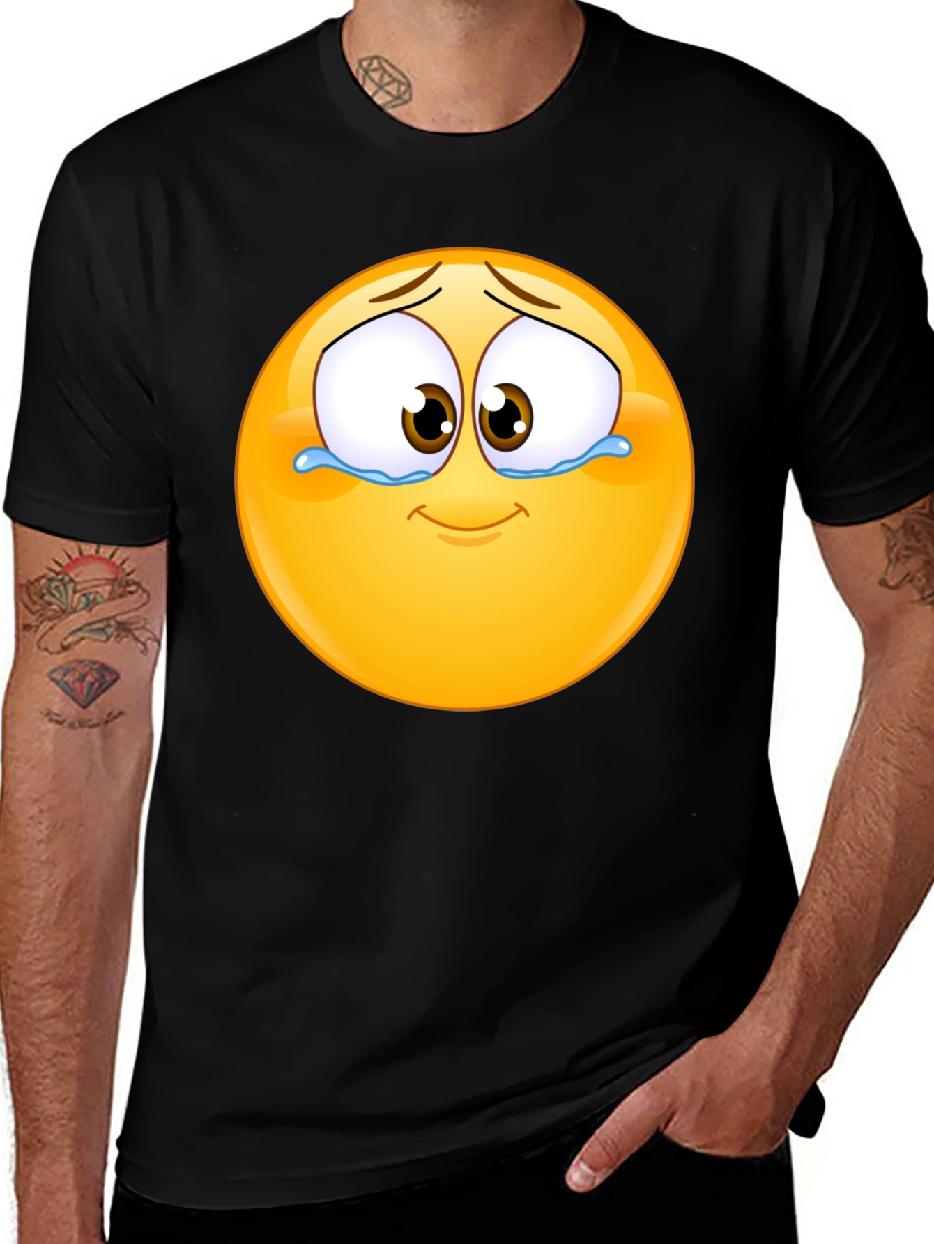Variant 13 of Crying Emoji Graphic T-Shirt - Black