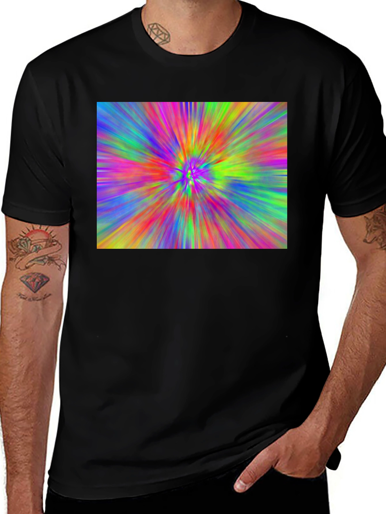 Variant 18 of Colorful Psychedelic Burst Black T-Shirt