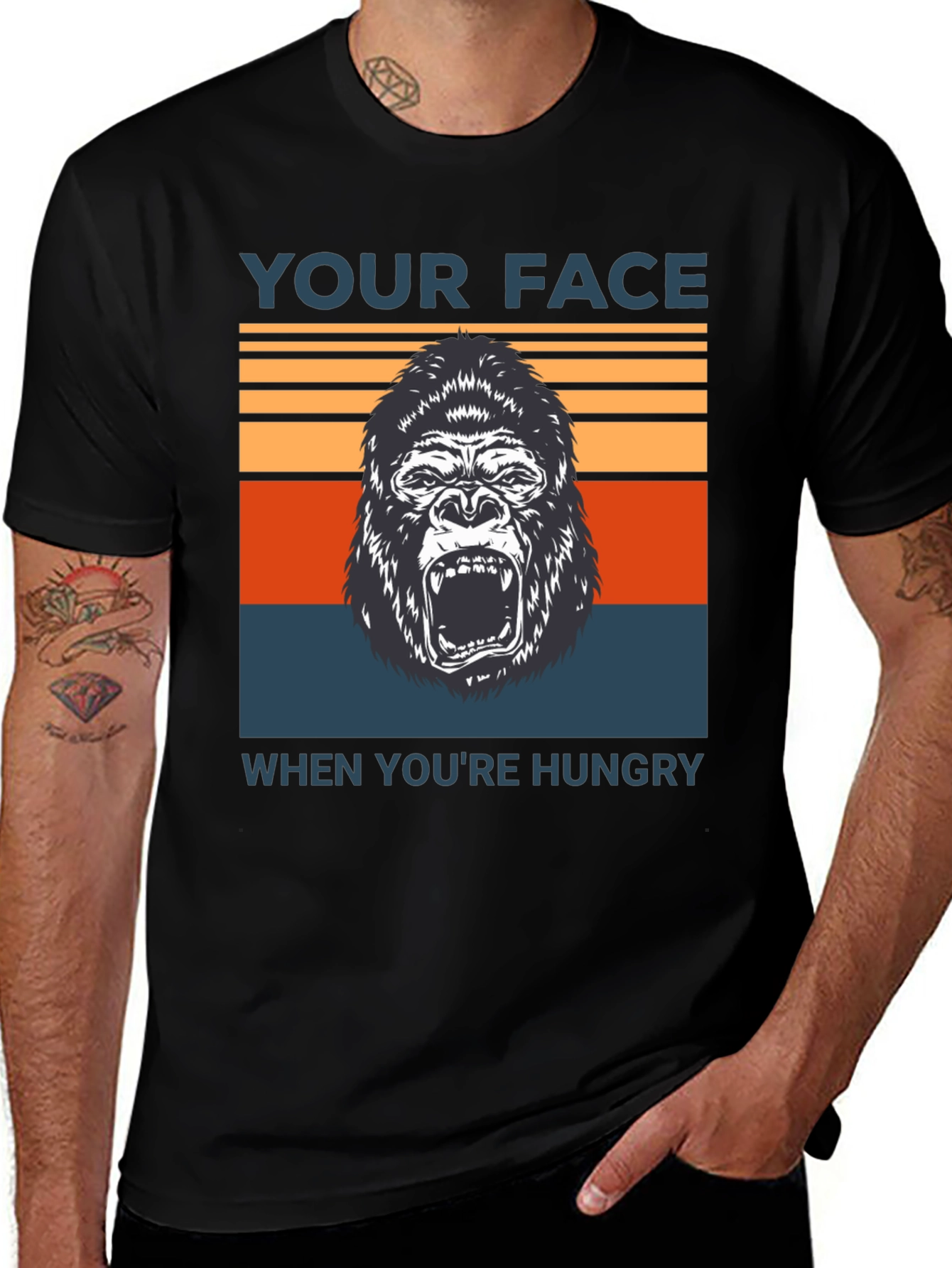 Variant 17 of Hungry Gorilla Face Graphic T-Shirt - Funny & Stylish