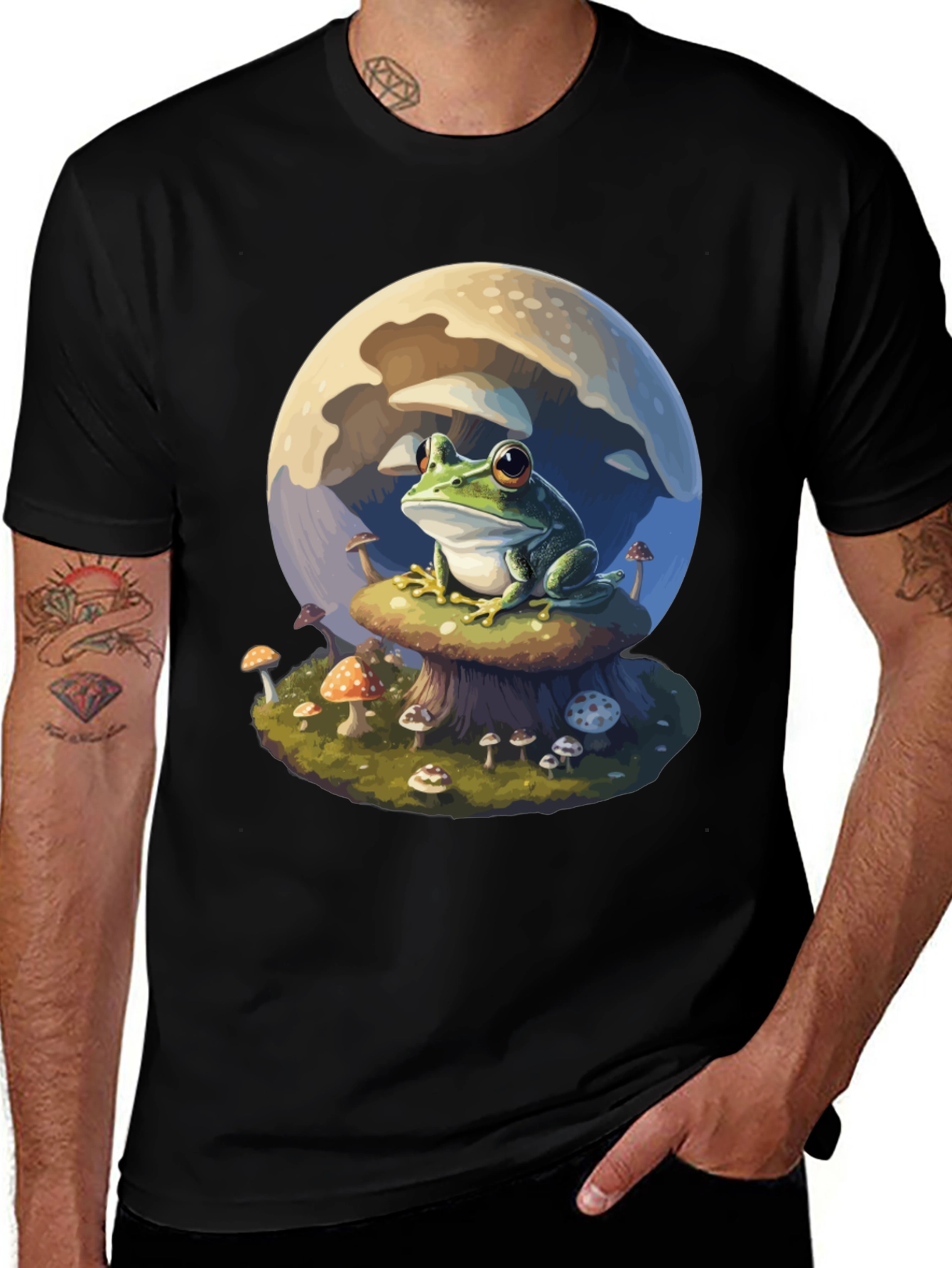 Variant 13 of Frog on Mushroom T-Shirt - Whimsical Design