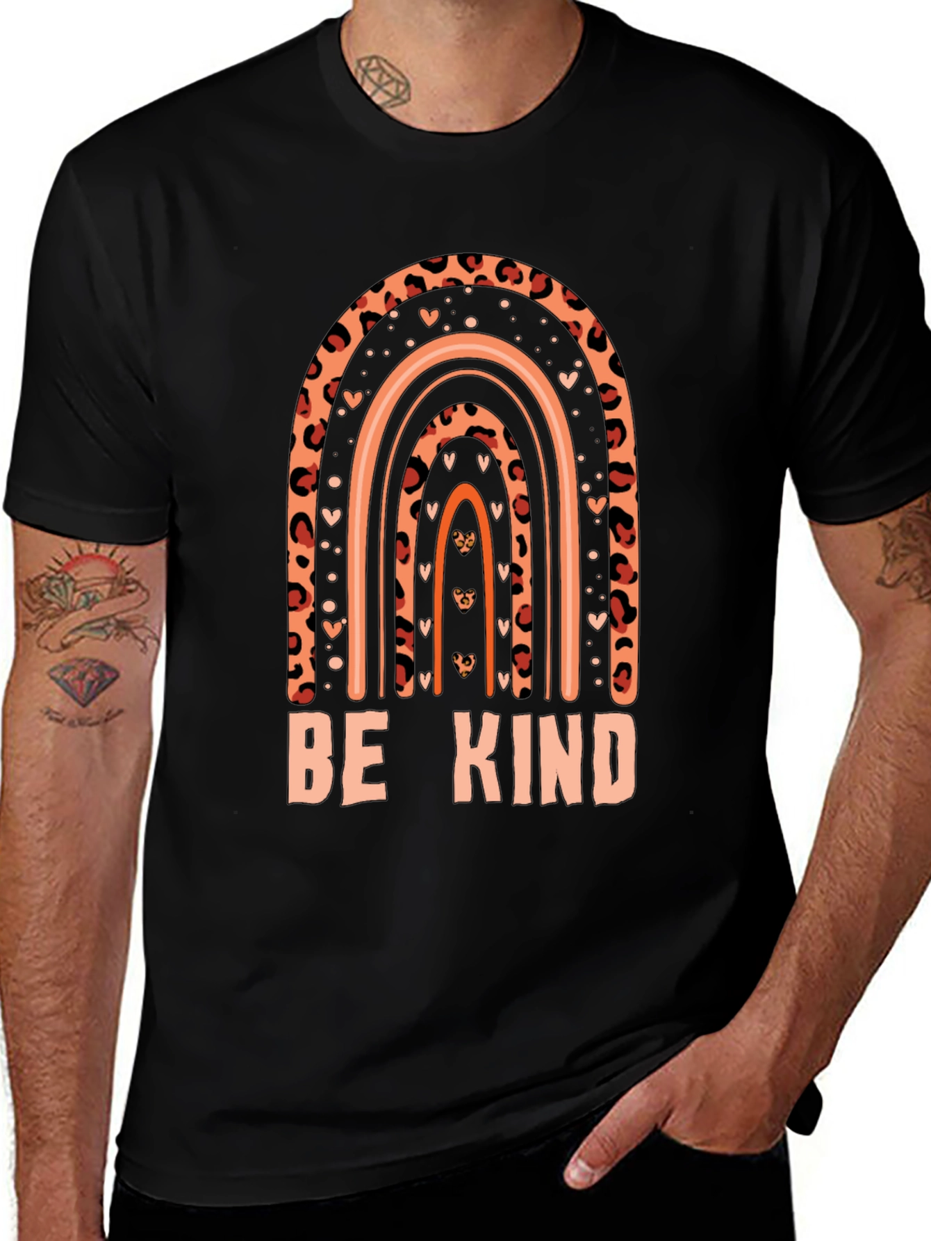 Variant 22 of Be Kind Graphic Tee Leopard Rainbow