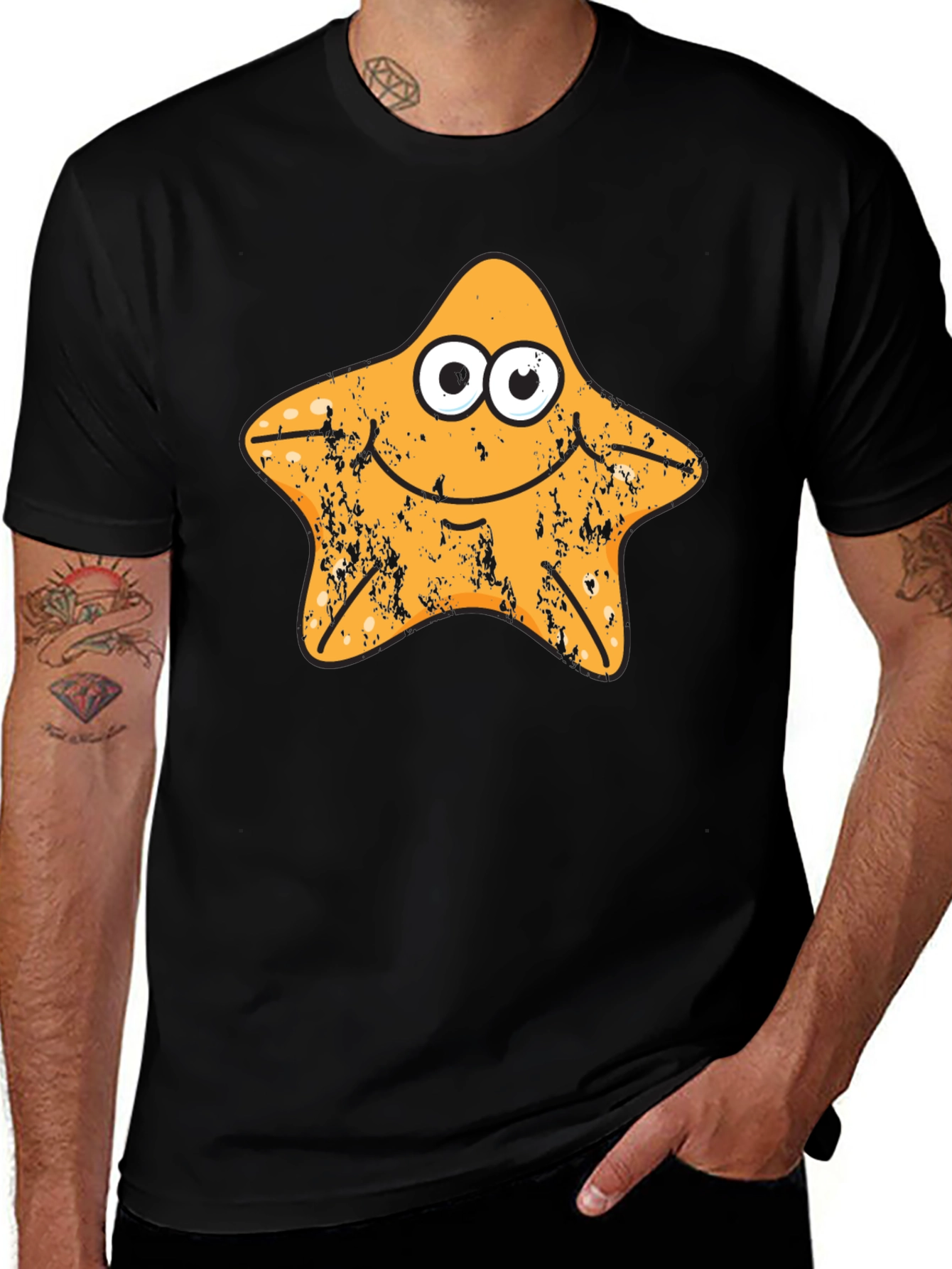 Variant 14 of Cartoon Starfish Black Tee