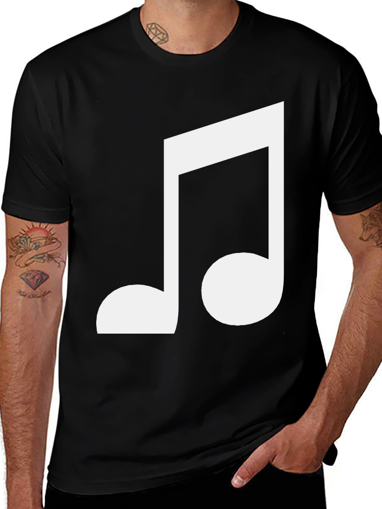 Variant 4 of Musical Note Graphic Tee - Black Cotton Shirt