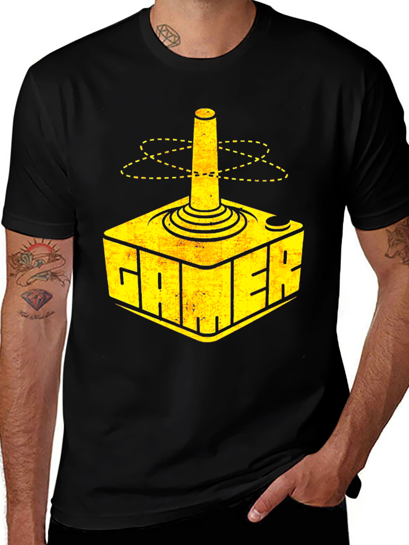 Variant 7 of Gamer T-Shirt Retro Joystick Design - Black