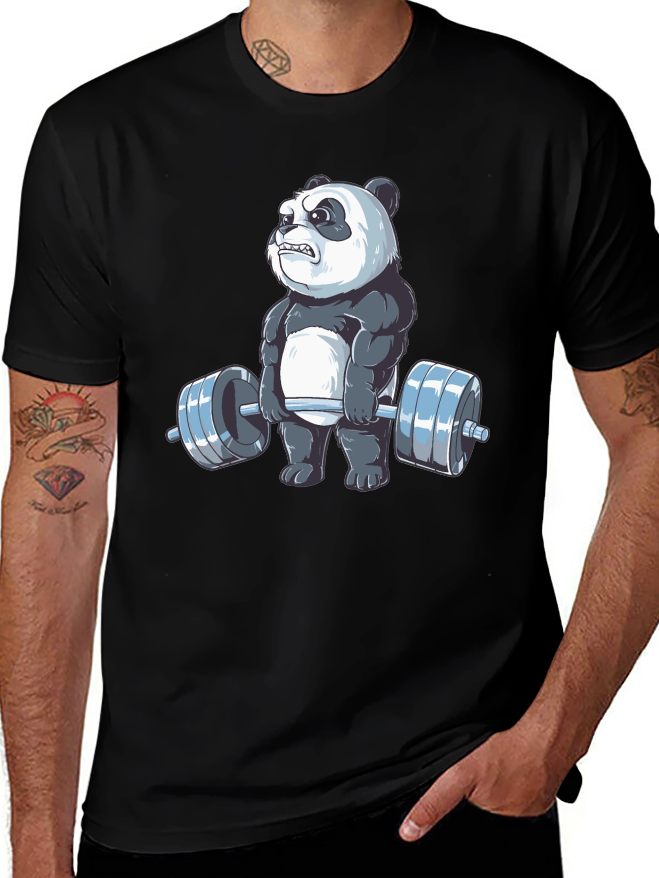 Variant 17 of Funny Panda Weightlifting T-Shirt