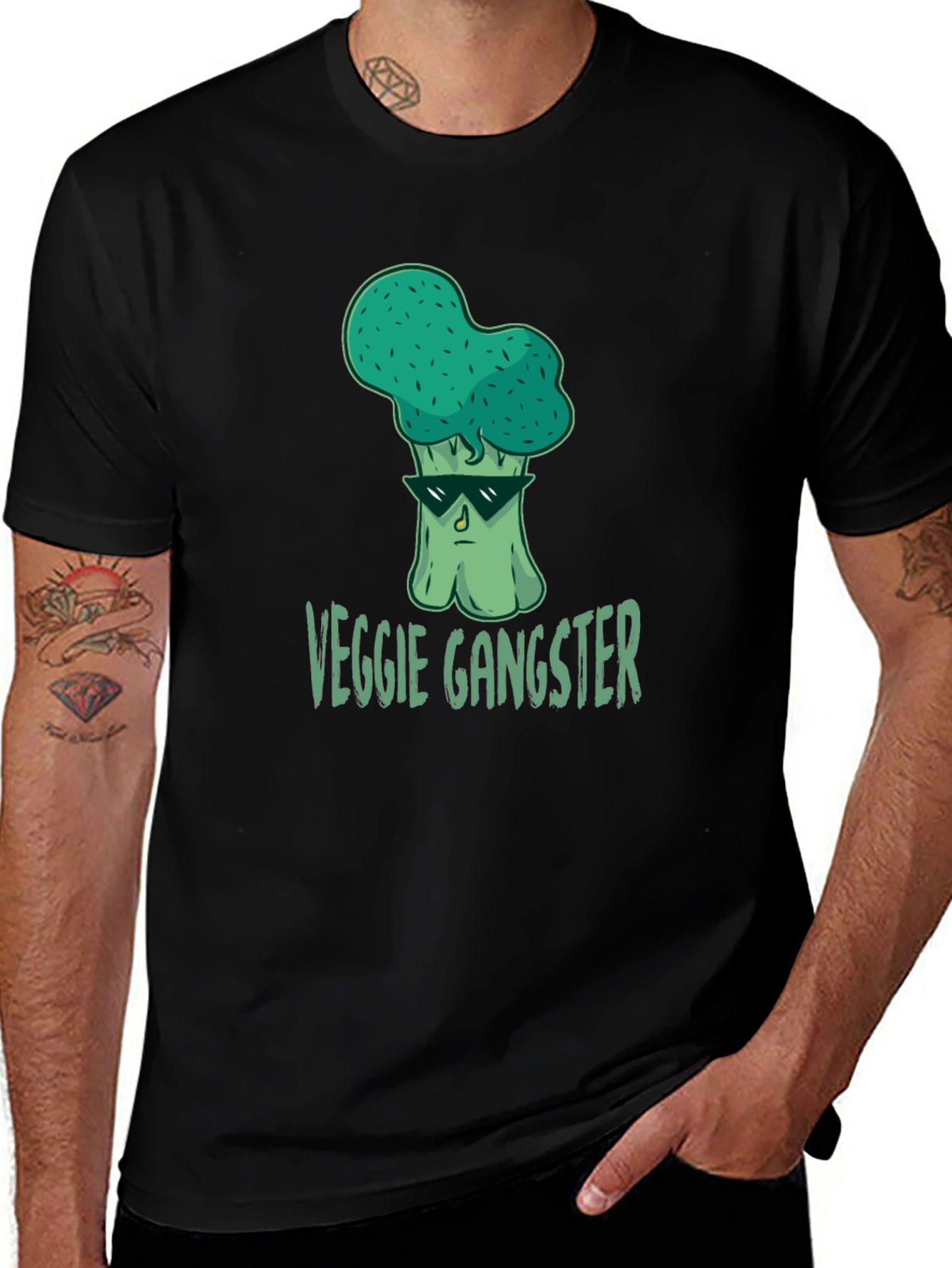 Veggie Gangster T-Shirt - Cool Broccoli Design