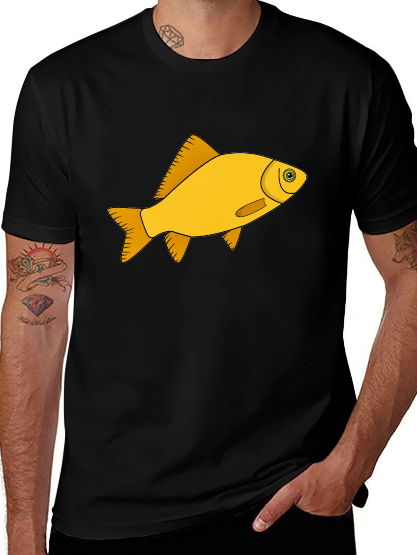Variant 19 of Goldfish Graphic T-Shirt - Black Cotton Tee