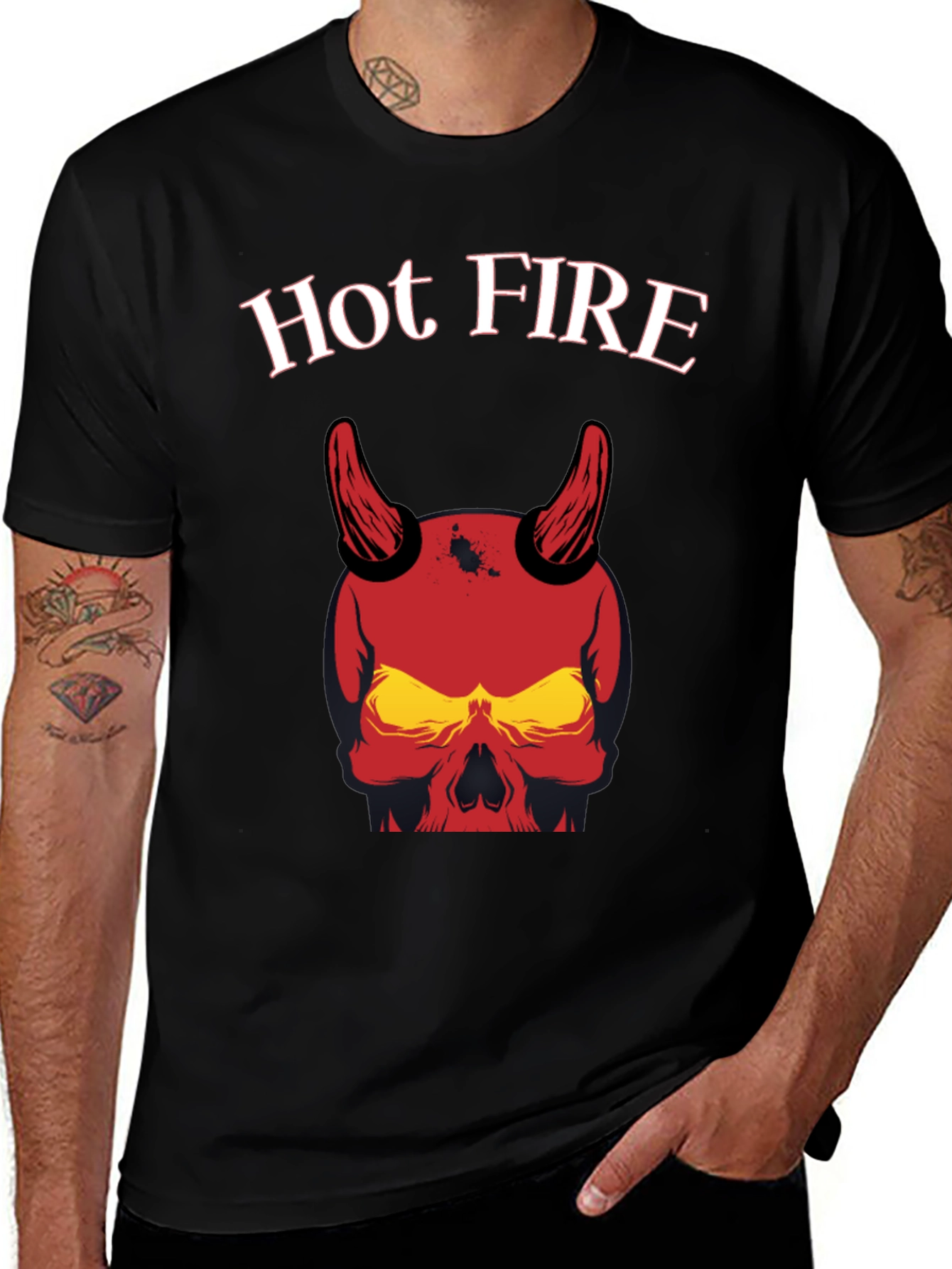 Variant 7 of Hot Fire Devil Skull Graphic Tee