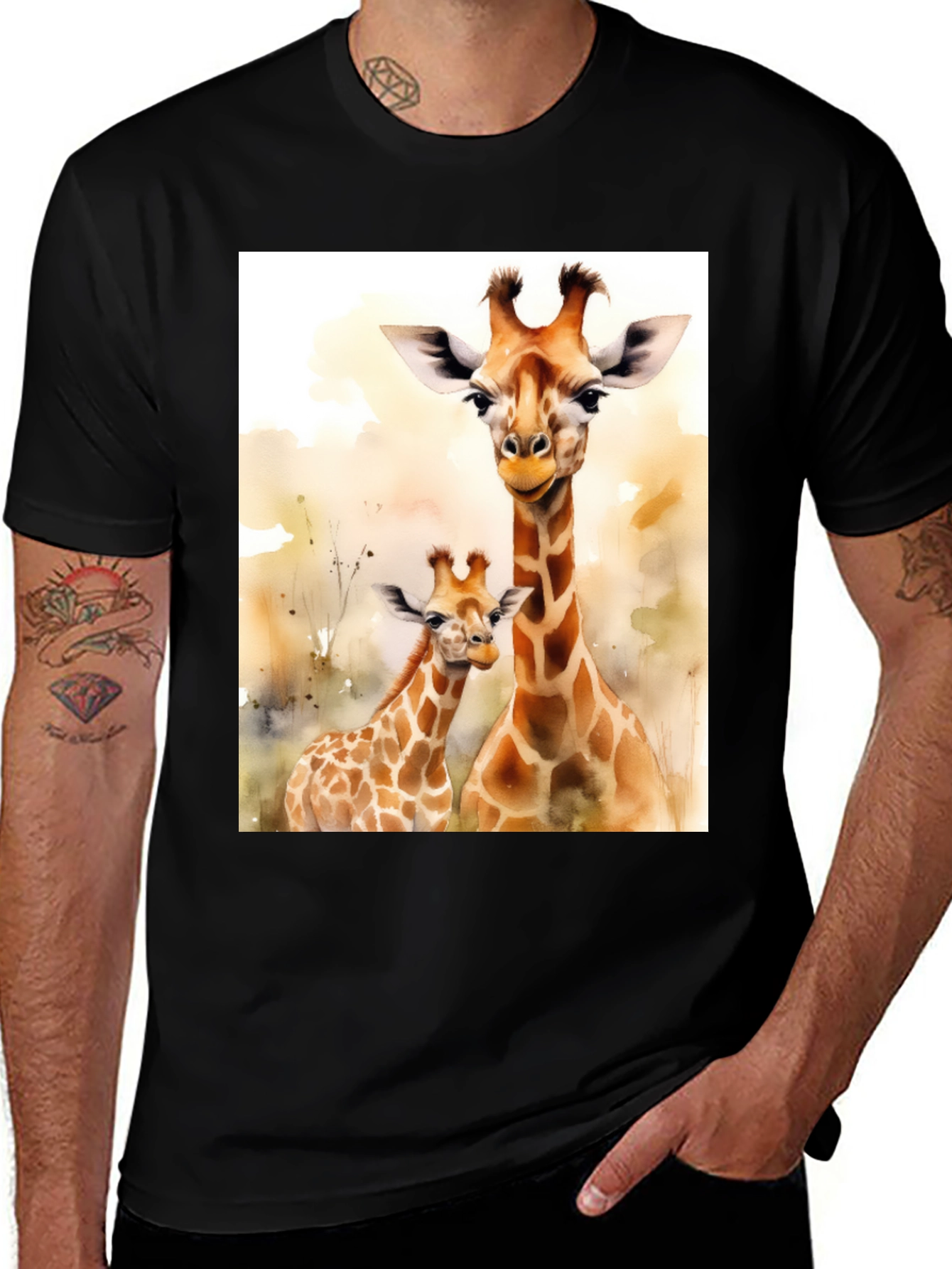 Variant 22 of Giraffe Watercolor T-Shirt - Stylish Animal Print