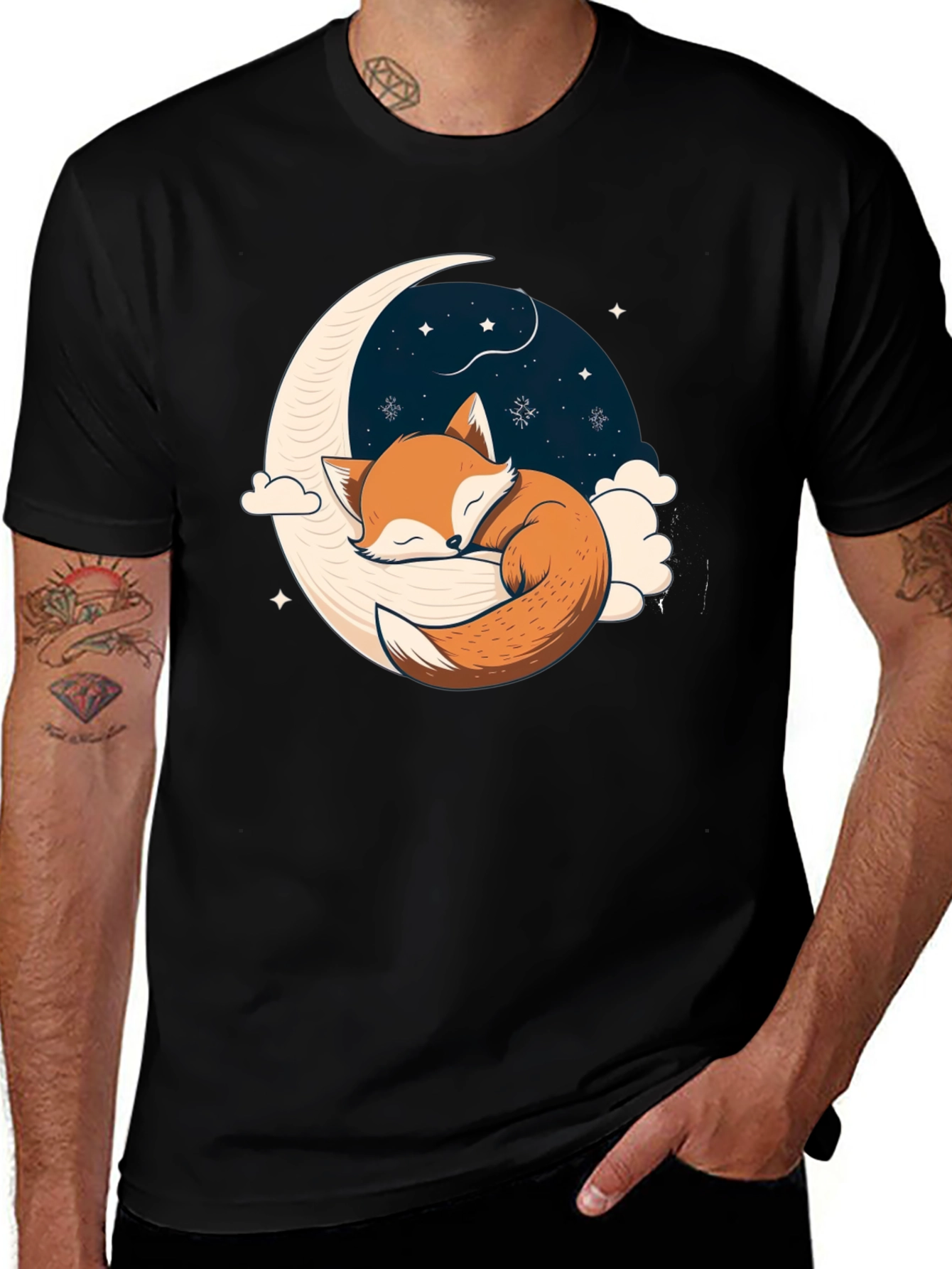 Variant 29 of Fox Sleeping on Crescent Moon T-Shirt