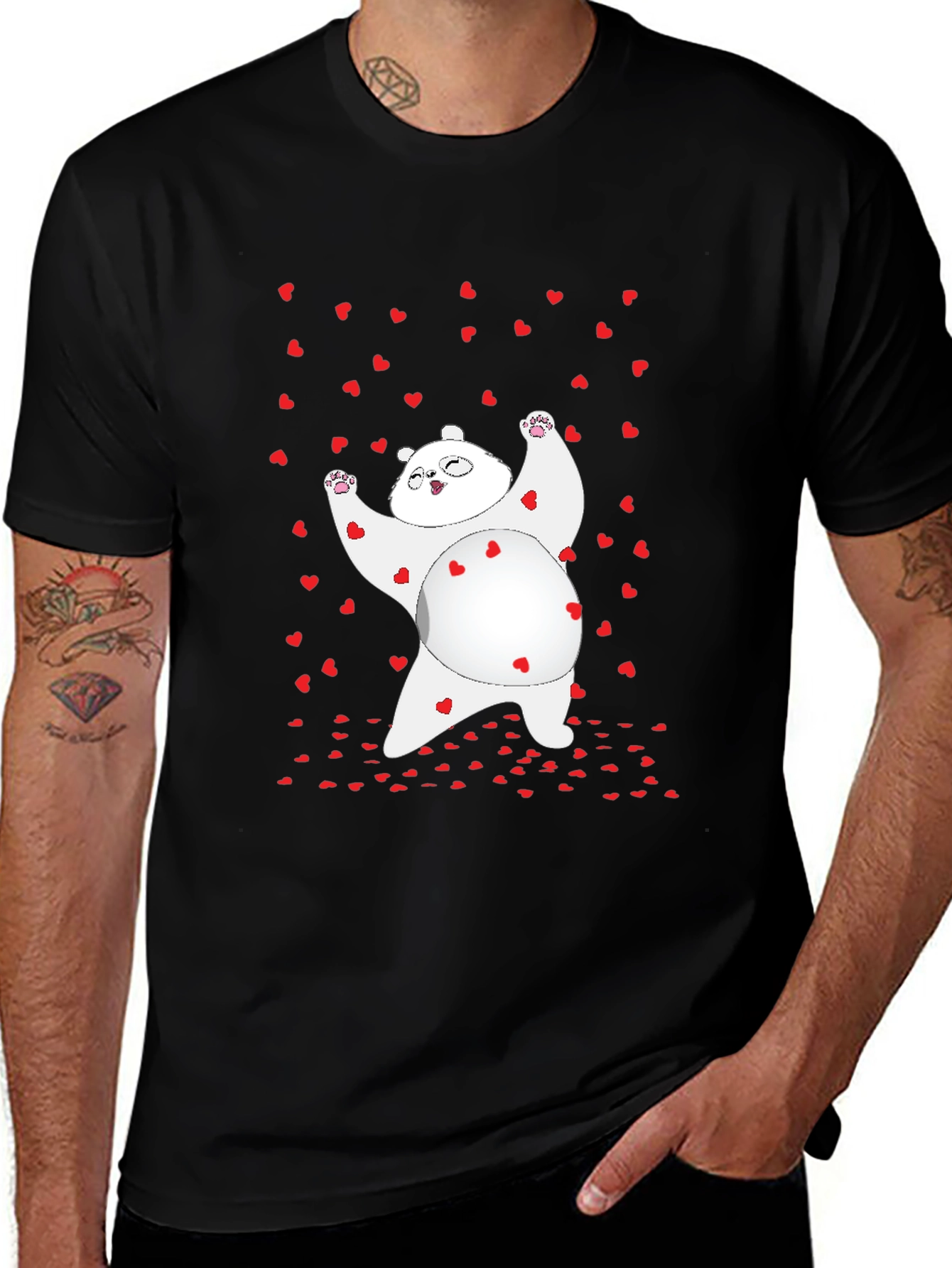 Valentine's Day Panda Bear Heart T-Shirt