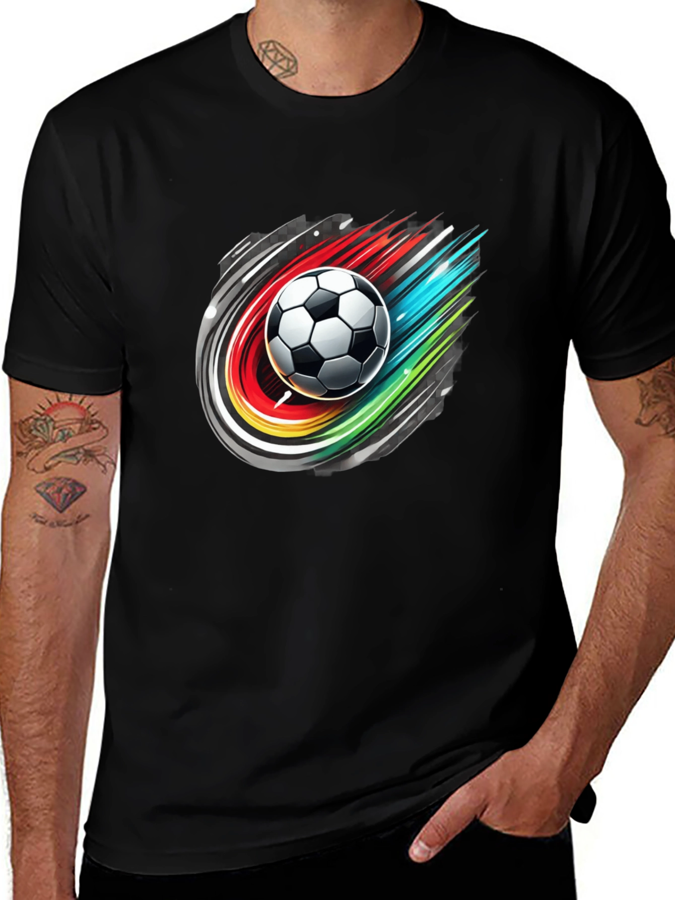 Variant 2 of Soccer Ball Graphic T-Shirt - Black Cotton Tee