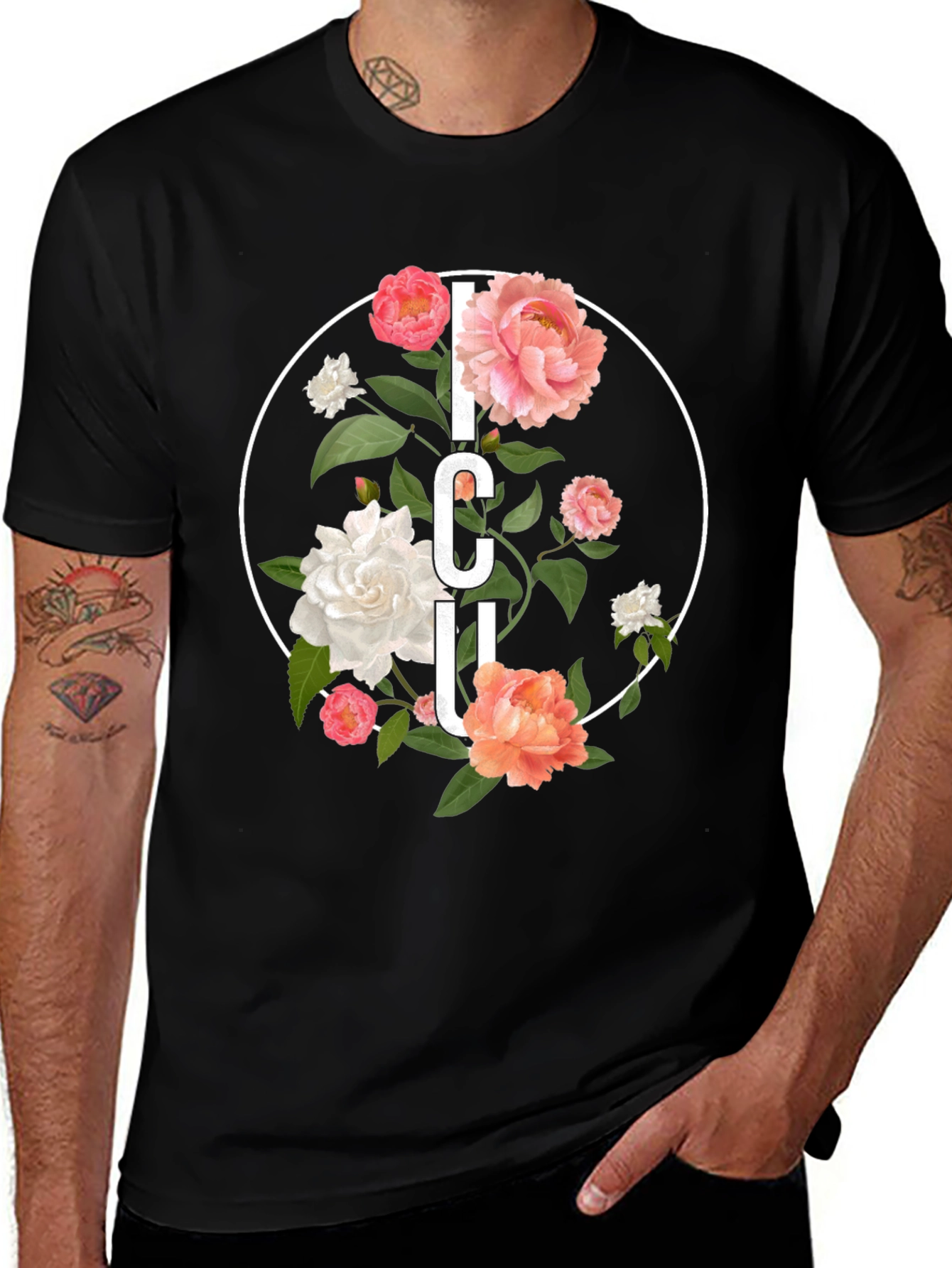 Floral ICU T-Shirt - Intensive Care Unit Nurse Tee
