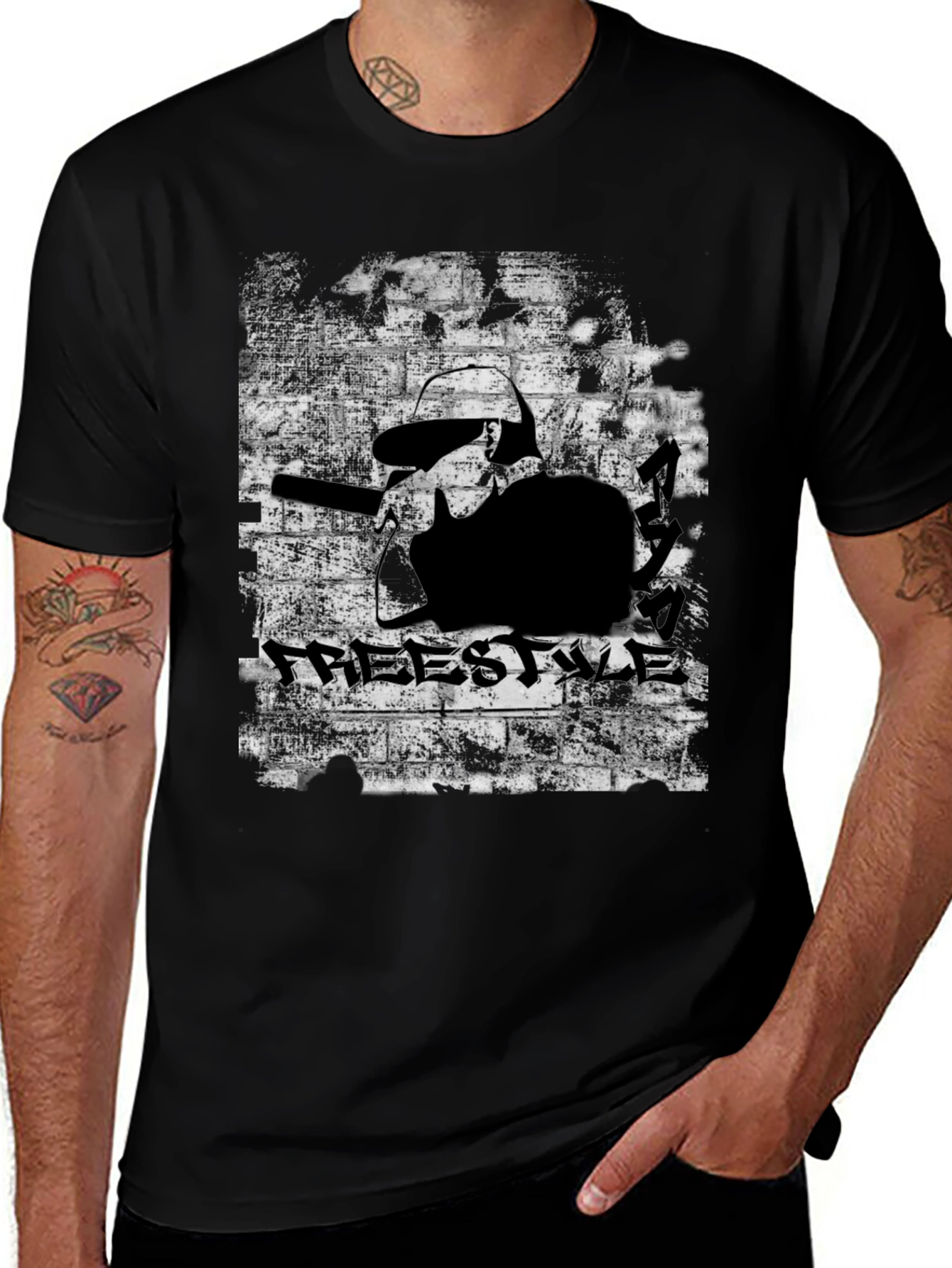 Variant 10 of Freestyle Graphic Print Black T-Shirt