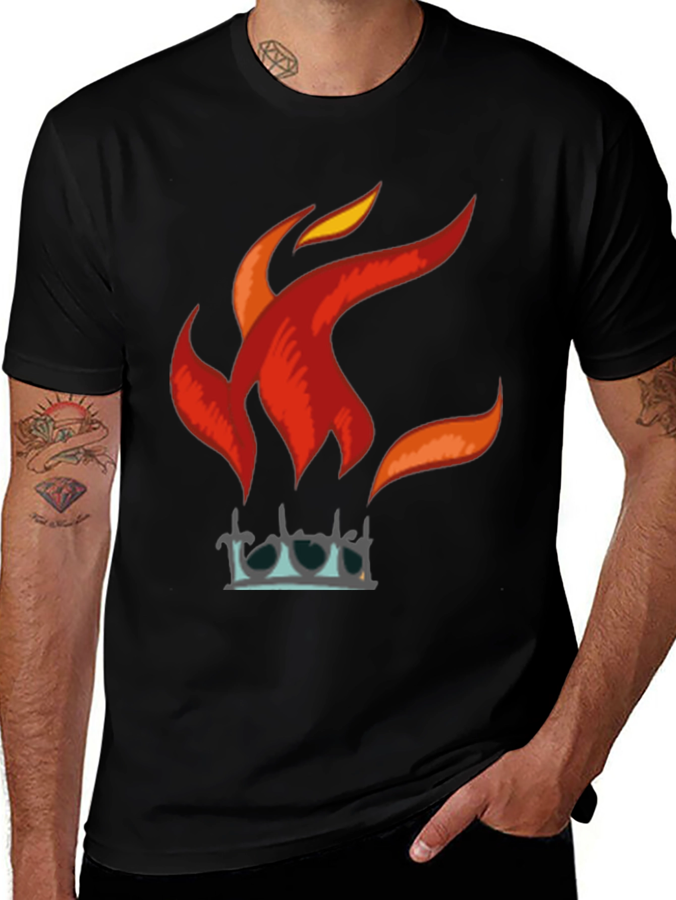 Variant 29 of Fiery Crown Graphic T-Shirt - Bold Black Tee