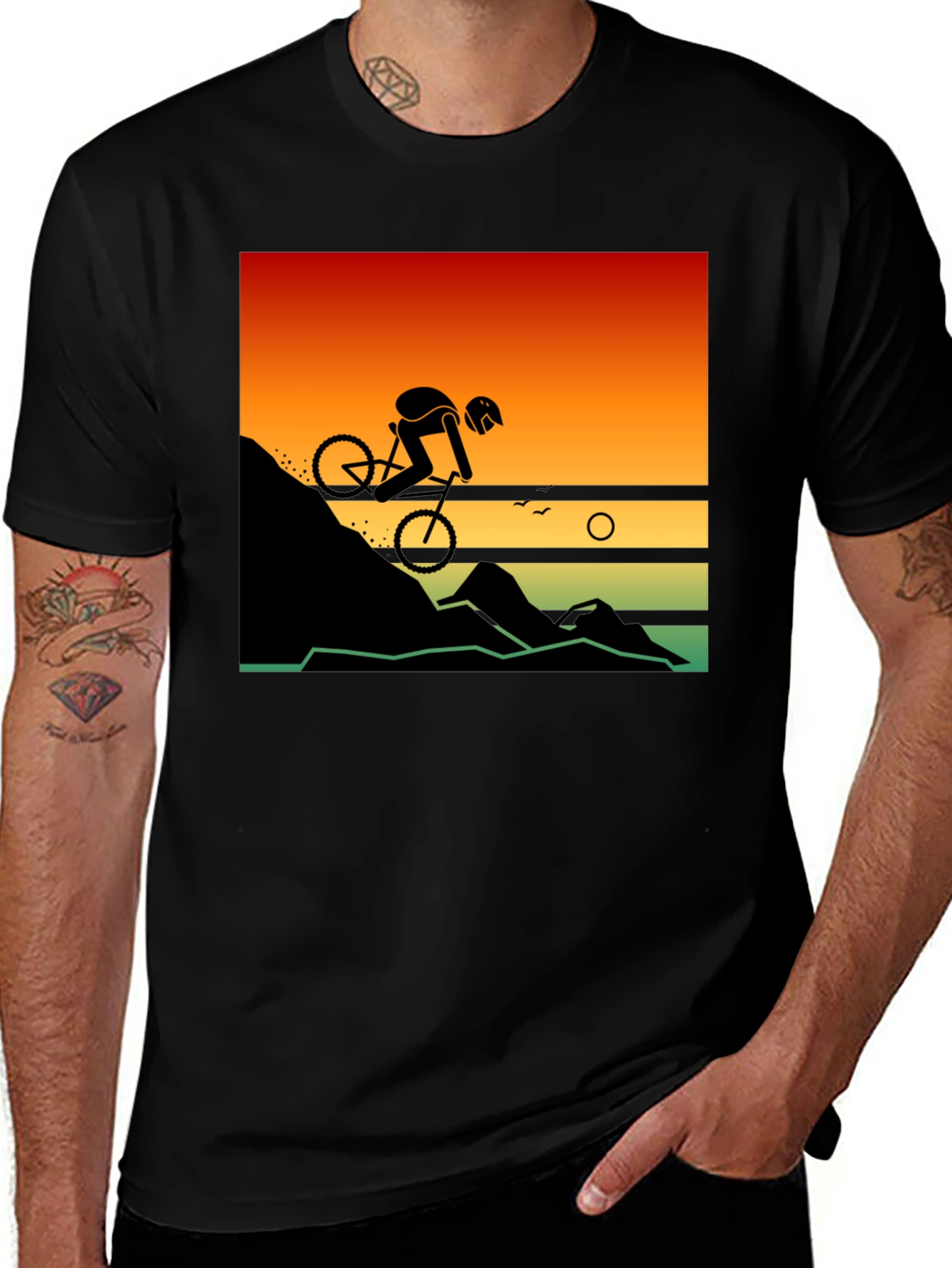 Variant 23 of Mountain Biker Sunset Ride Graphic Tee