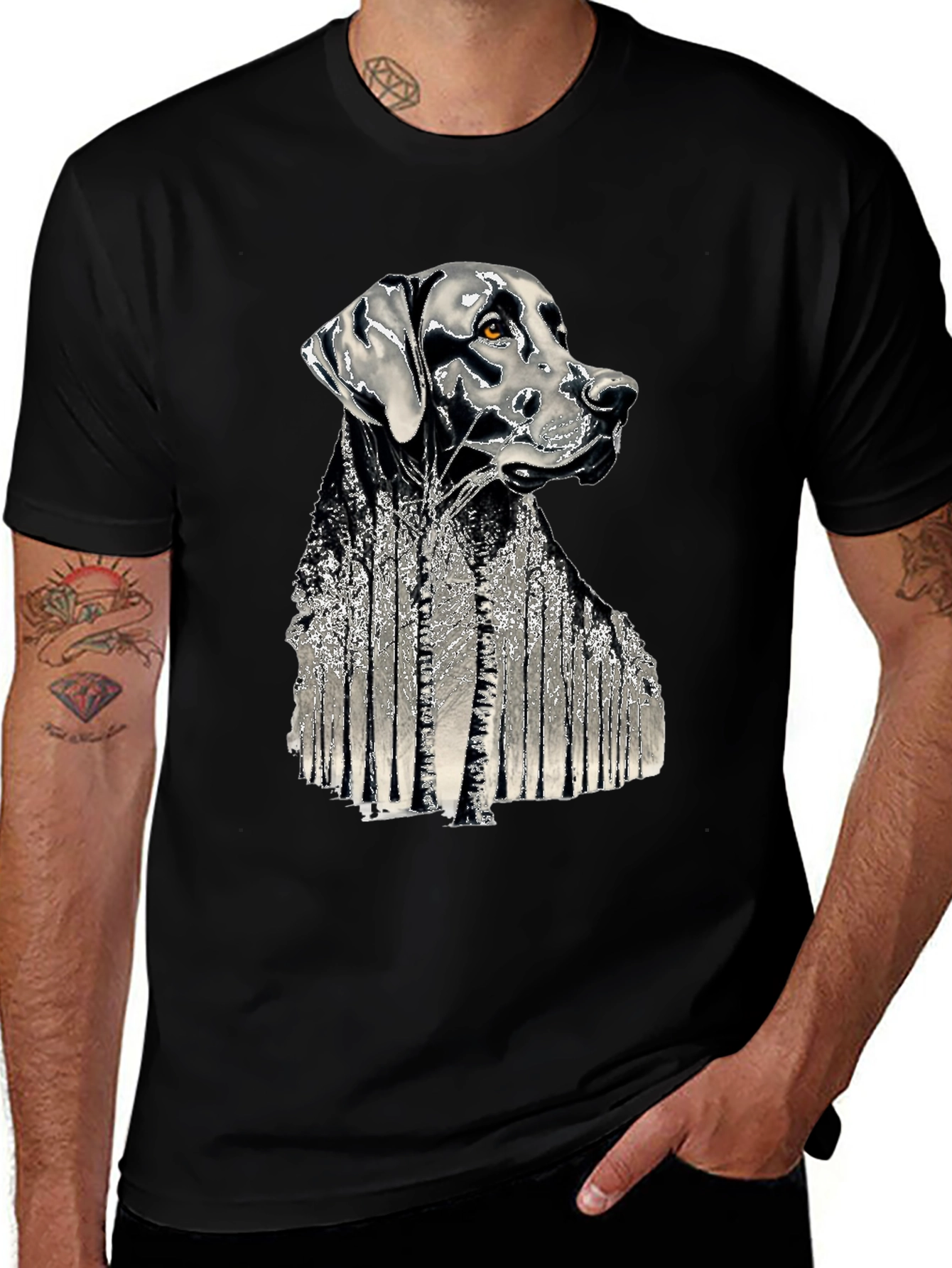 Variant 29 of Dog and Forest T-Shirt - Black
