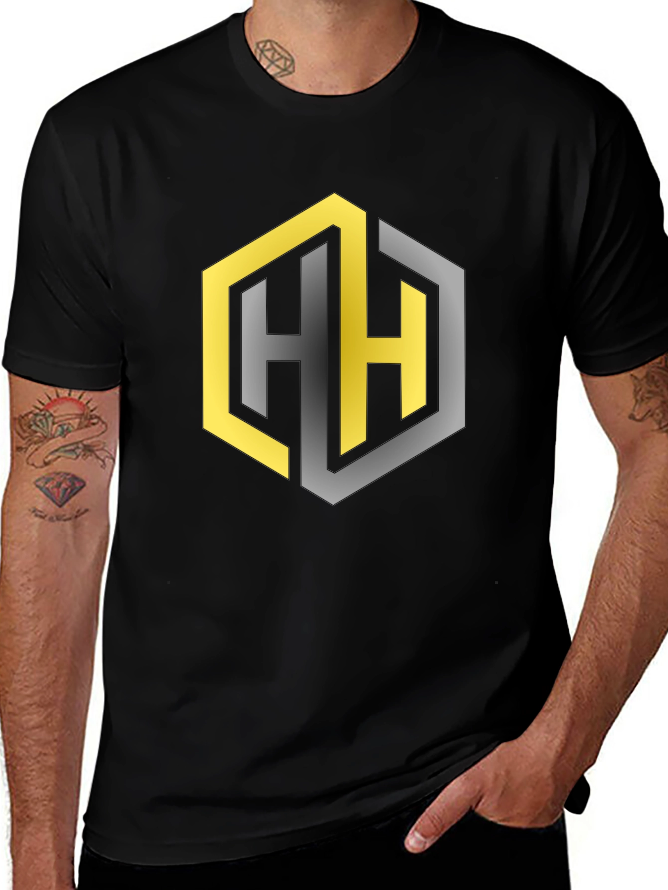 Geometric HH Logo Black T-Shirt