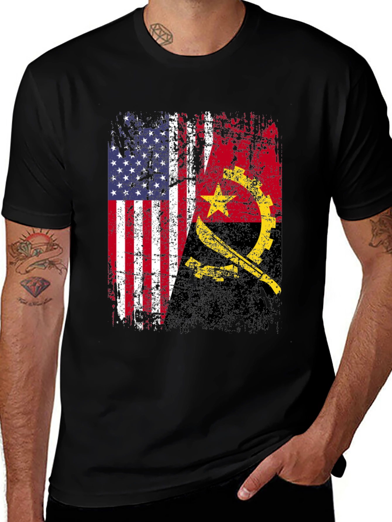 Variant 12 of USA Angola Flags Graphic T-Shirt