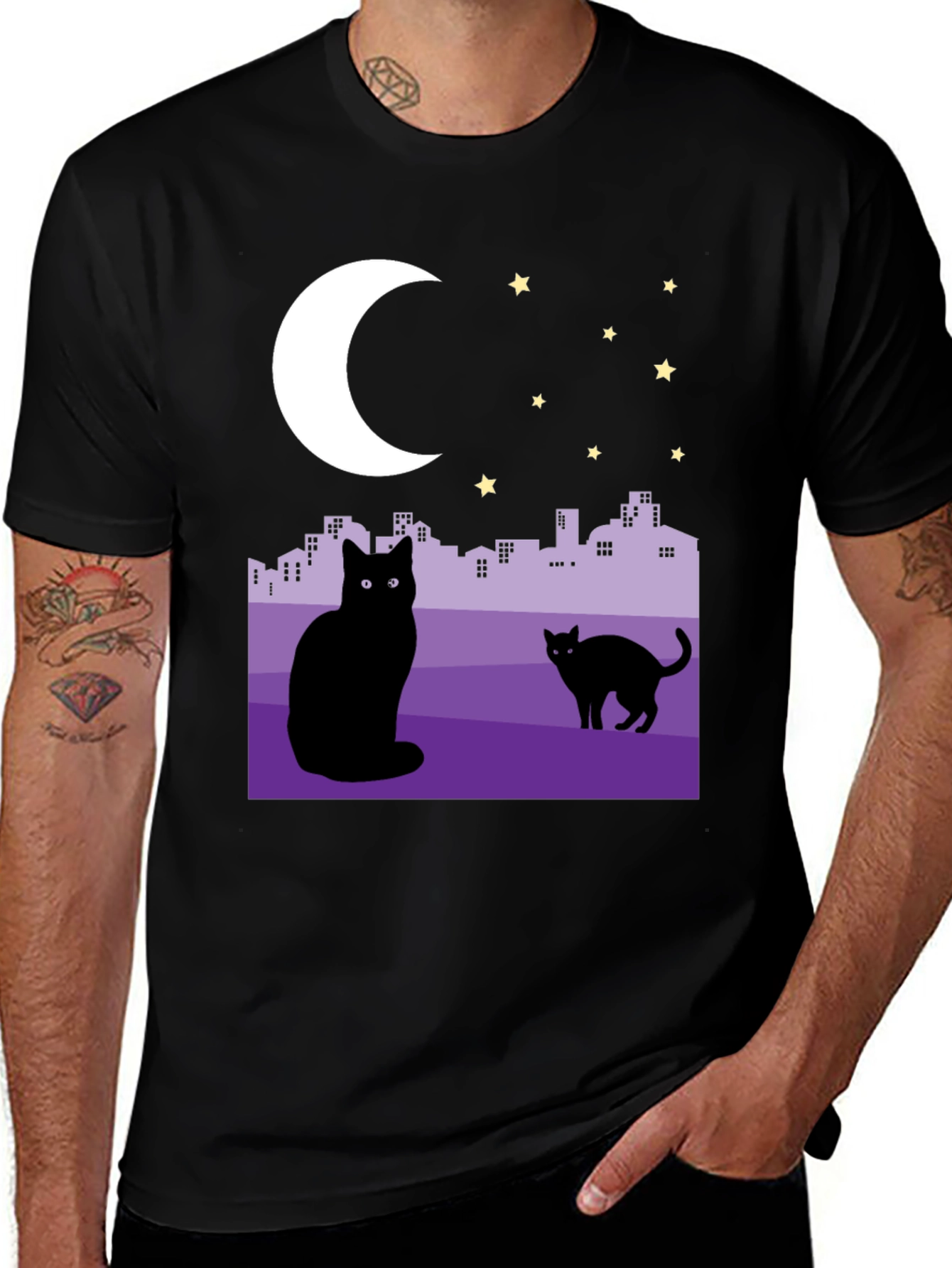 Variant 20 of Cats Under the Moon Graphic T-Shirt