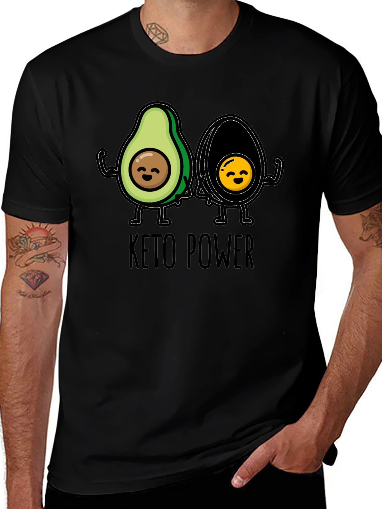Variant 28 of Keto Power Avocado Graphic Black T-Shirt