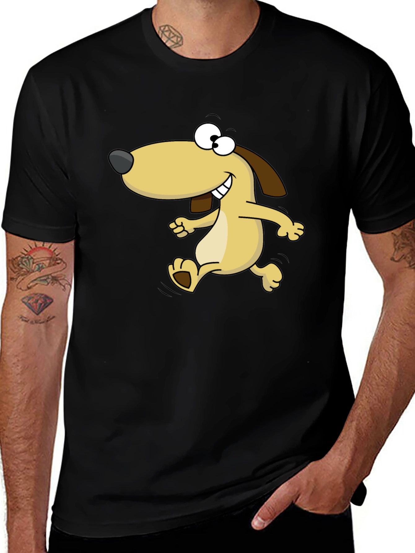 Variant 9 of Cartoon Dog Black T-Shirt - Fun & Casual