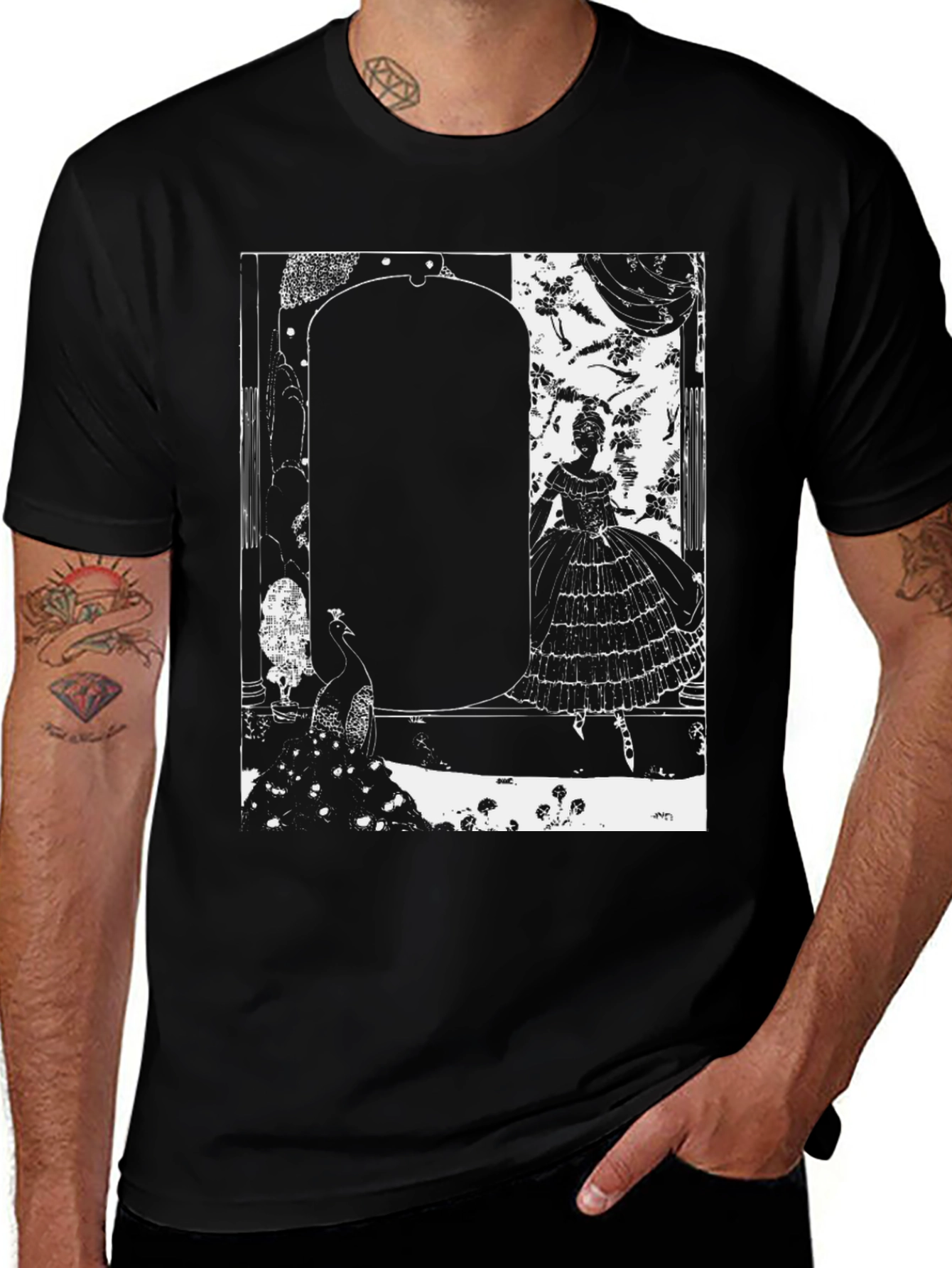 Variant 2 of Elegant Silhouette Graphic T-Shirt - Black