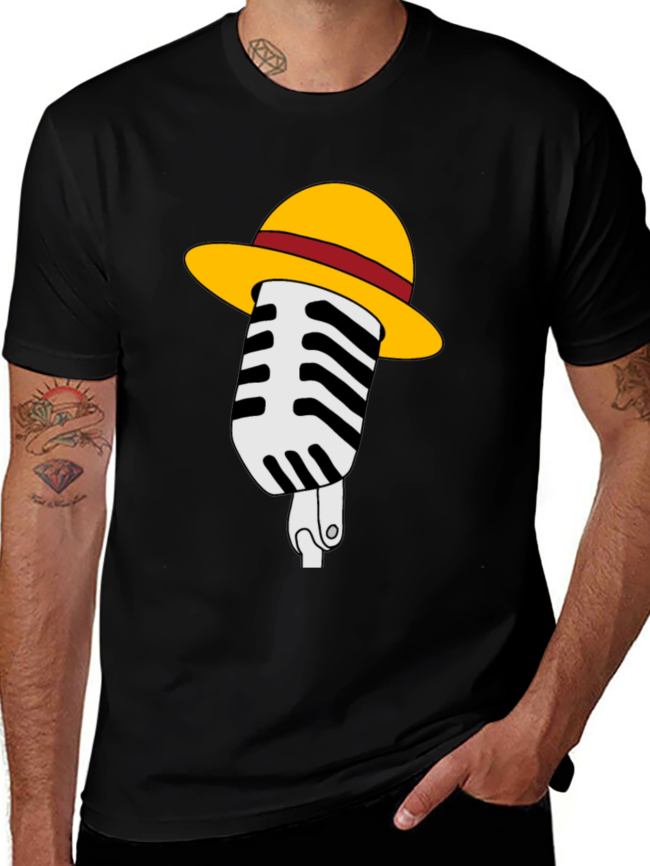 Microphone Straw Hat Graphic Tee