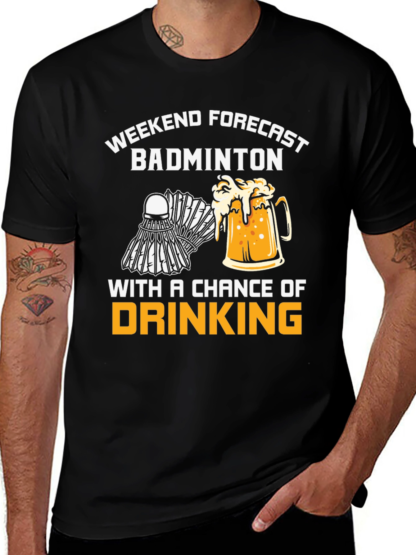 Variant 20 of Badminton & Beer T-Shirt - Weekend Forecast Tee