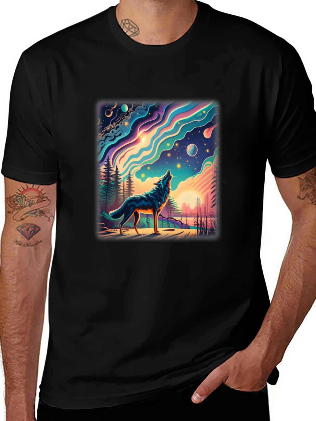 Wolf Howling at Night T-Shirt