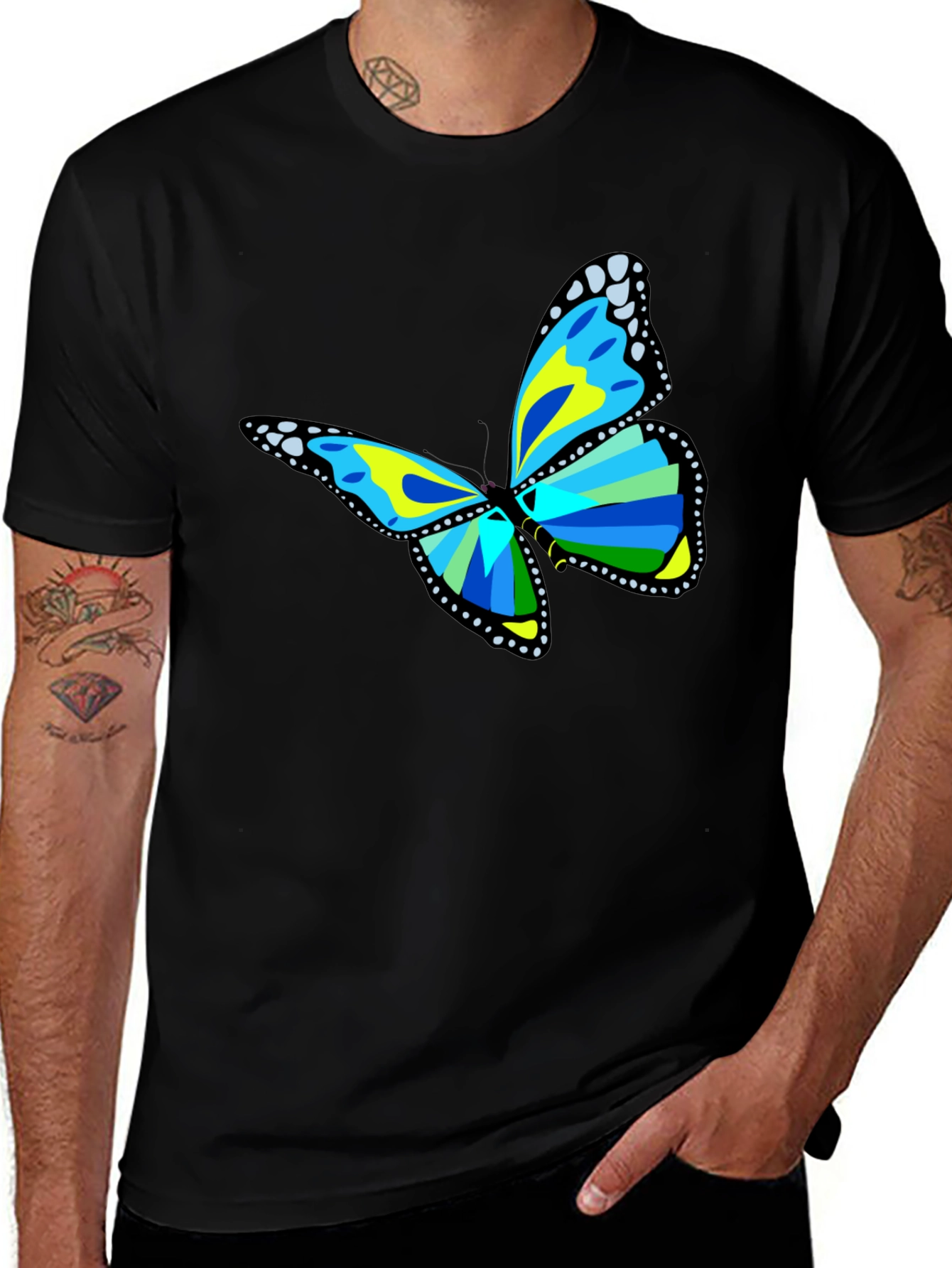 Variant 25 of Butterfly Graphic Black T-Shirt