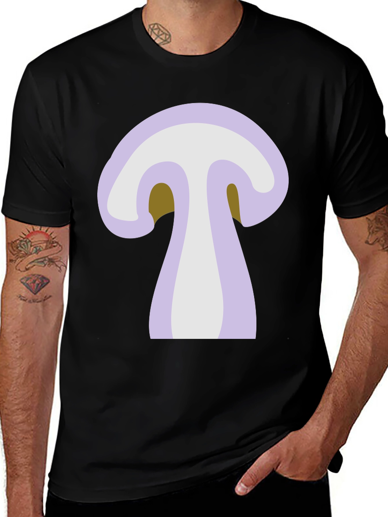 Variant 19 of Mushroom Graphic Tee - Unisex Black T-Shirt
