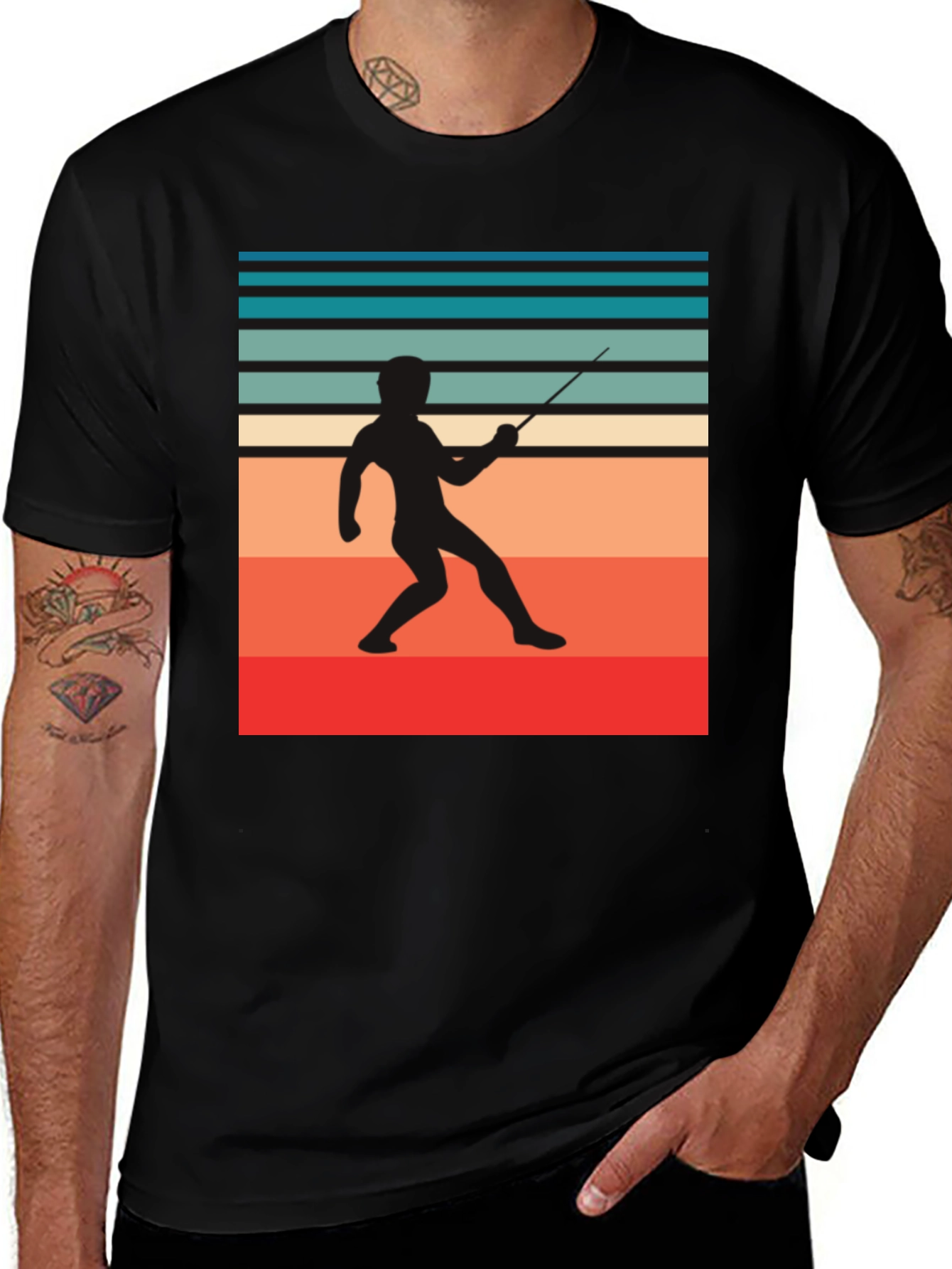 Retro Fencing Silhouette Graphic Tee