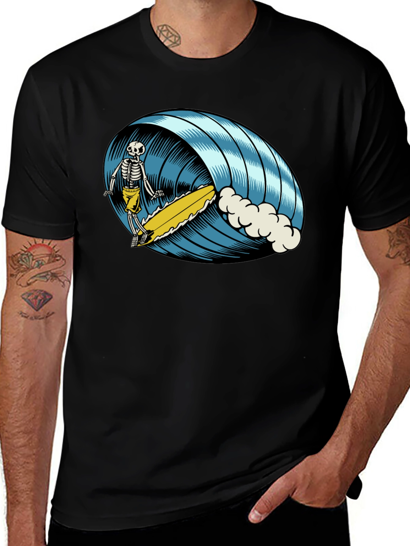 Variant 2 of Skeleton Surfer T-Shirt - Ride the Wave of Style!